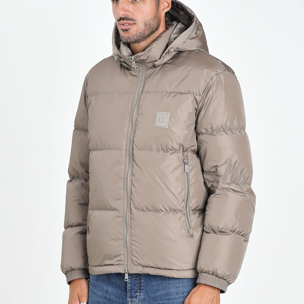 ARMANI EXCHANGE Men's beige down jacket with logo – Pavidas