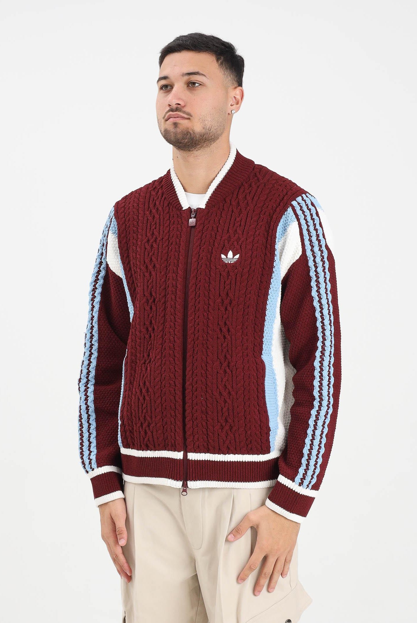 ADIDAS ORIGINALS Cardigan RETRO REMIX bordeaux da uomo KR7633 ADIDAS ORIGINALS
