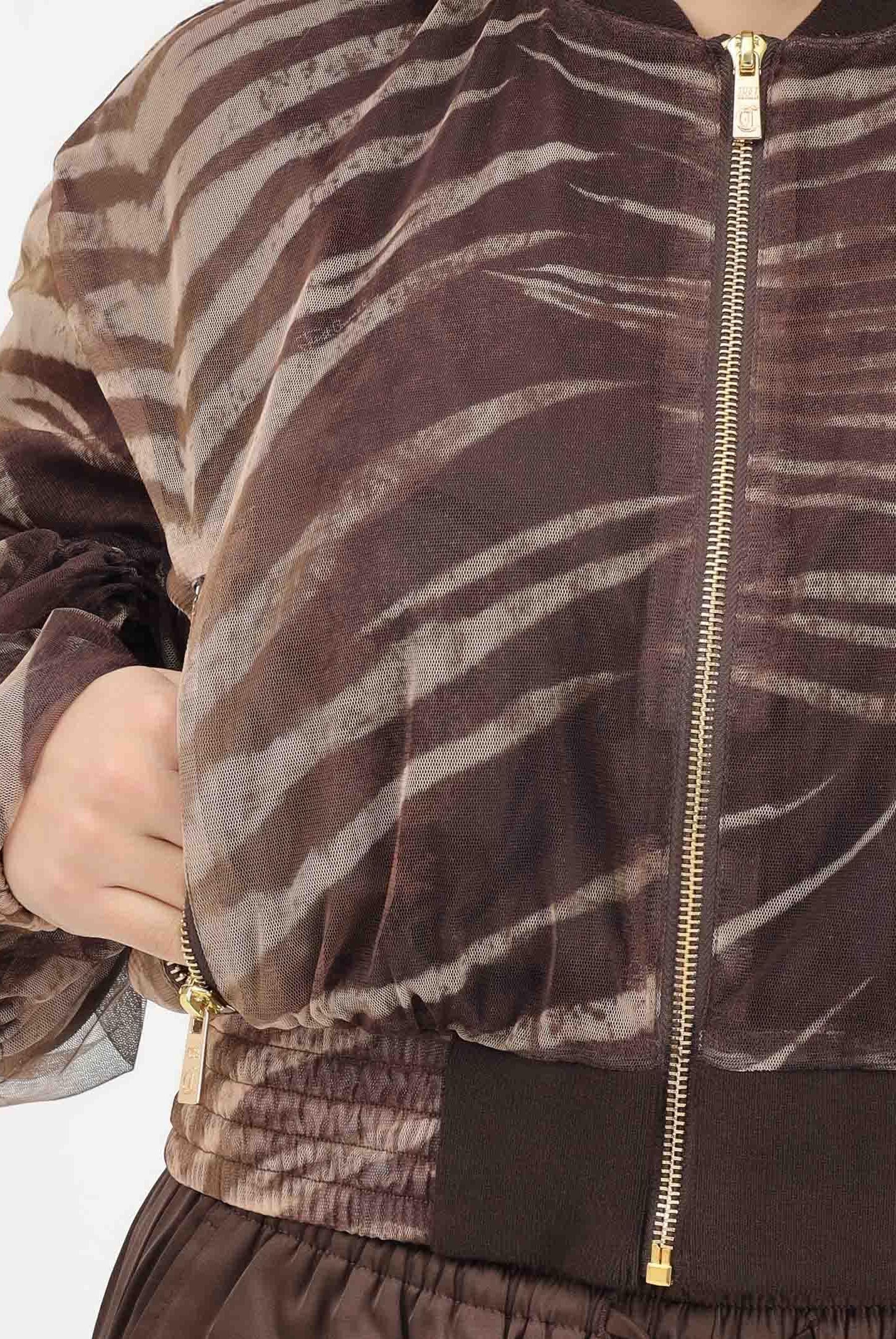 JUST CAVALLI Bomber marrone da donna con fantasia animalier 80PAS413CJDP6 R83 JUST CAVALLI