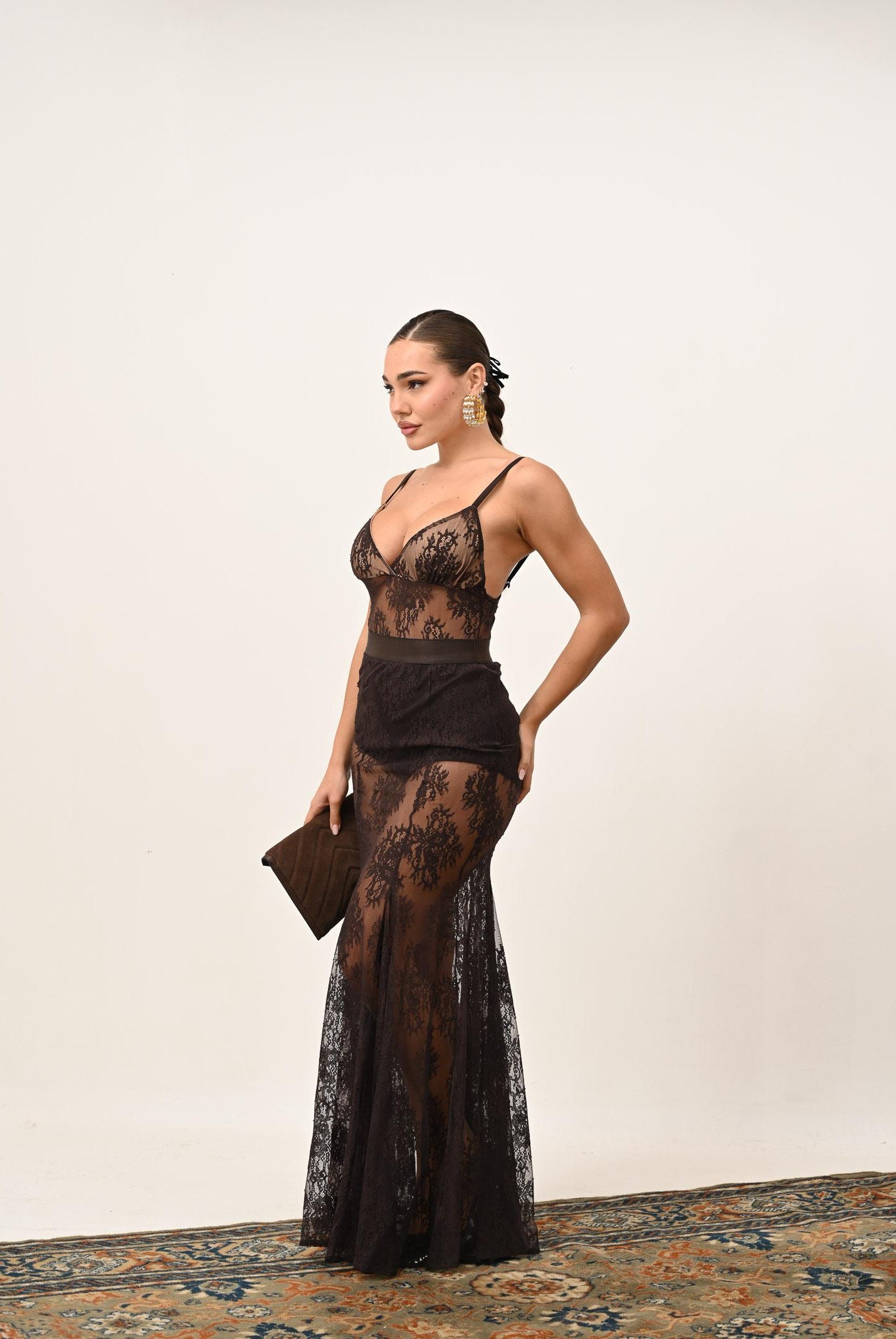 SANTAS Gonna lunga NUIT marrone da donna PV2628 MA SANTAS