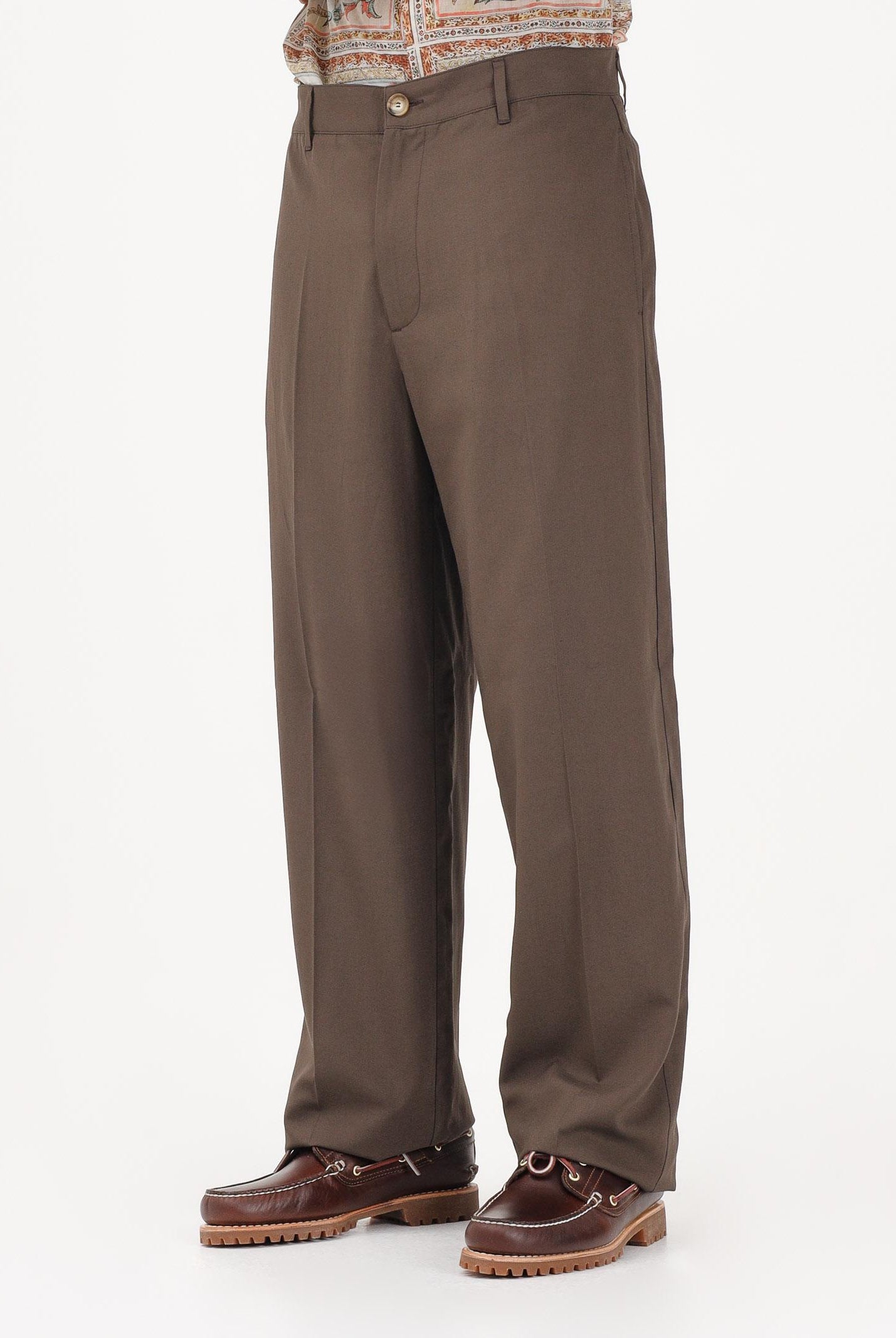JUST CAVALLI Pantalone elegante in lino marrone da uomo 80OAA129N0698 772 JUST CAVALLI