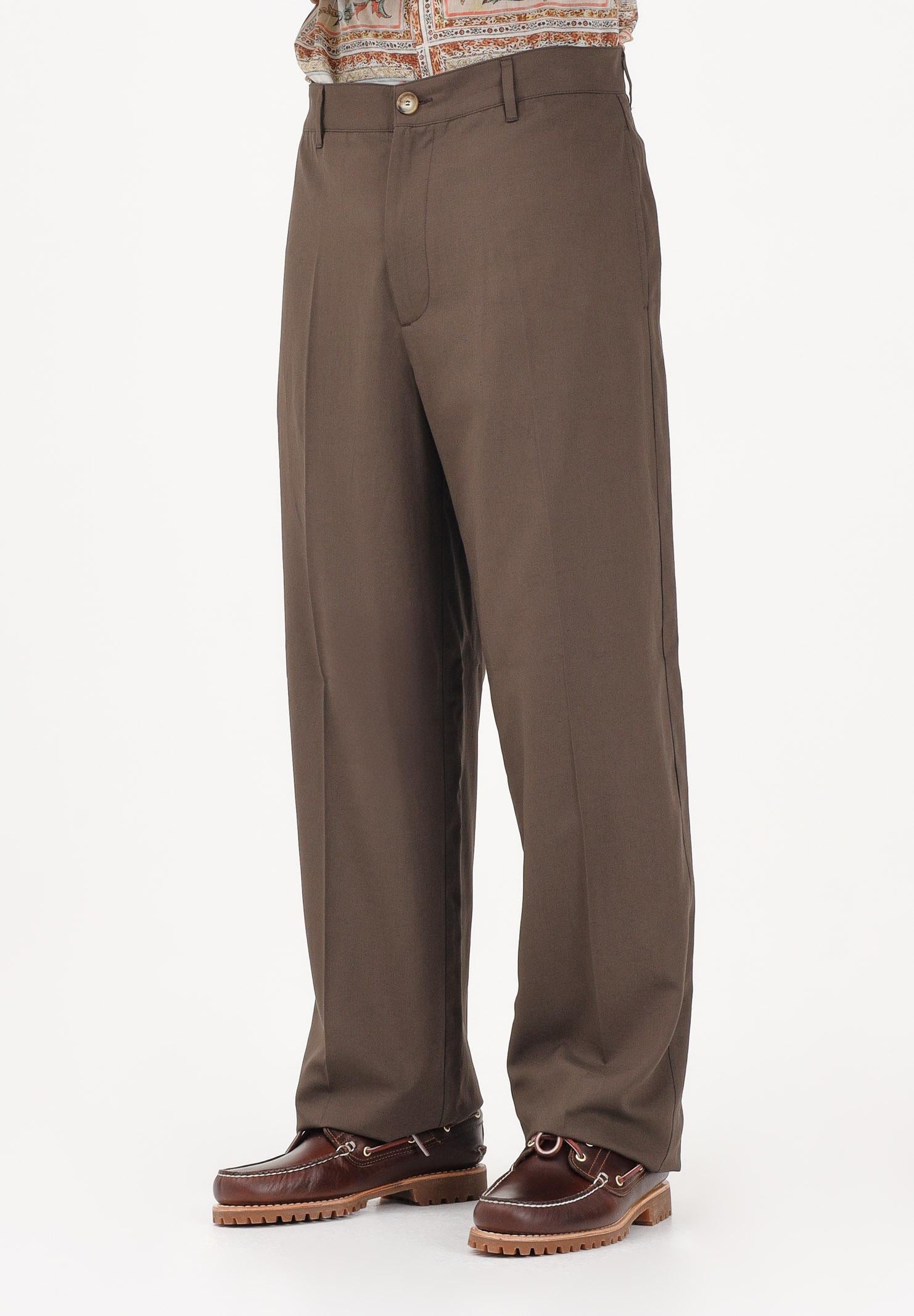 JUST CAVALLI Pantalone elegante in lino marrone da uomo 80OAA129N0698 772 JUST CAVALLI