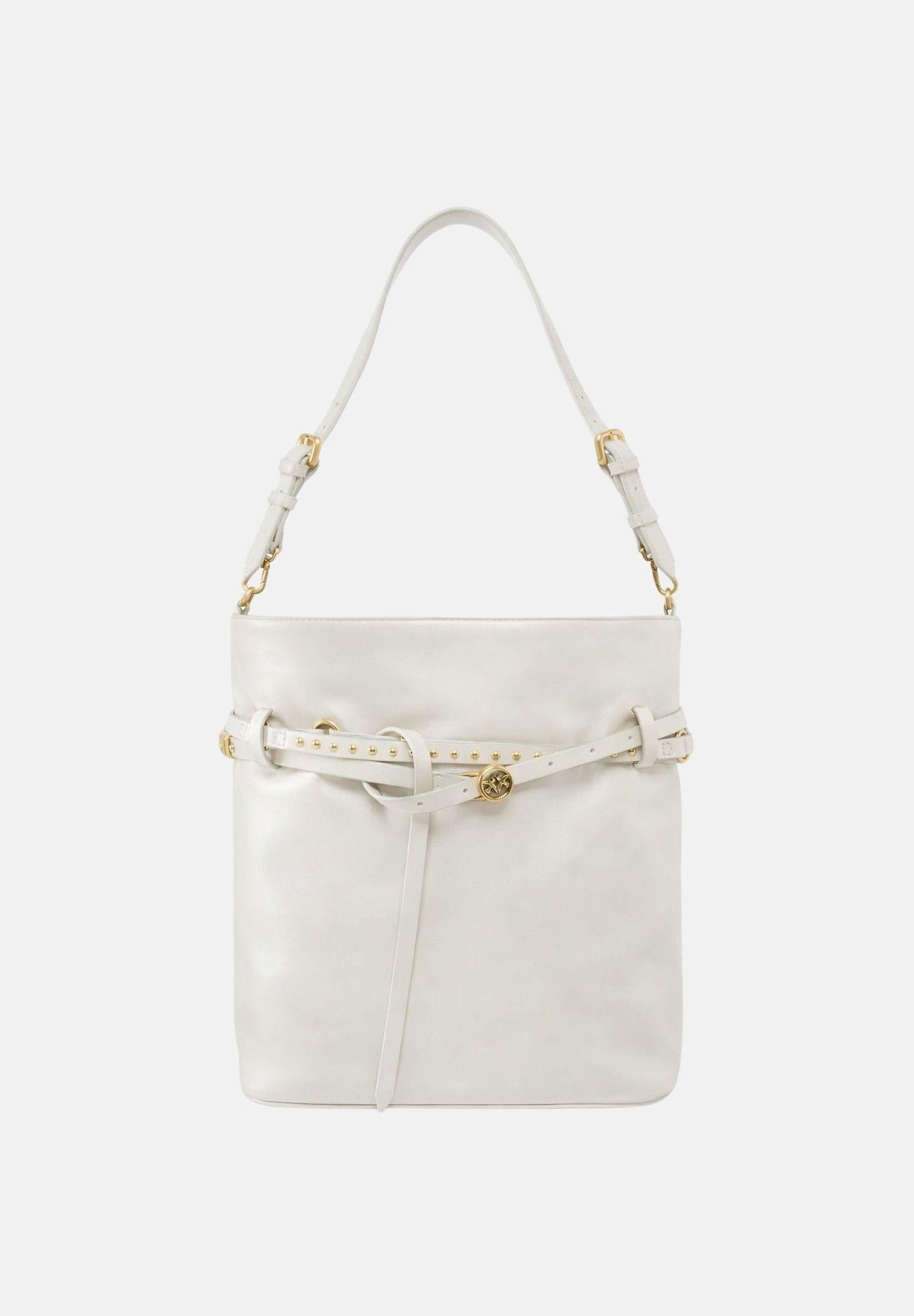 PINKO Borsa a spalla Bucket Belt bianca da donna 106339A0QO Z14Q PINKO
