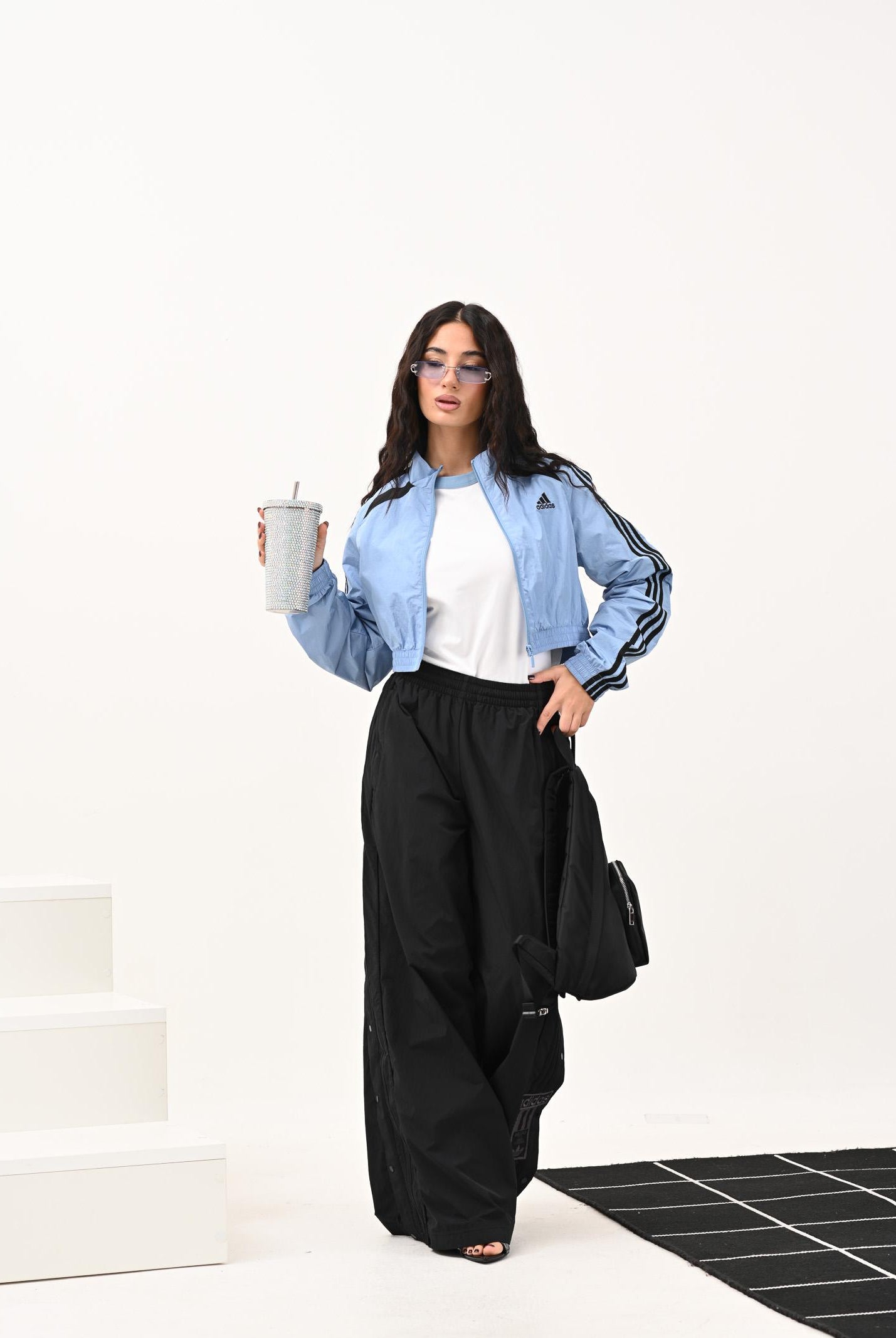 ADIDAS ORIGINALS Giacca a vento Teamgeist adicolor Cropped azzurra da donna JZ8277 ADIDAS ORIGINALS