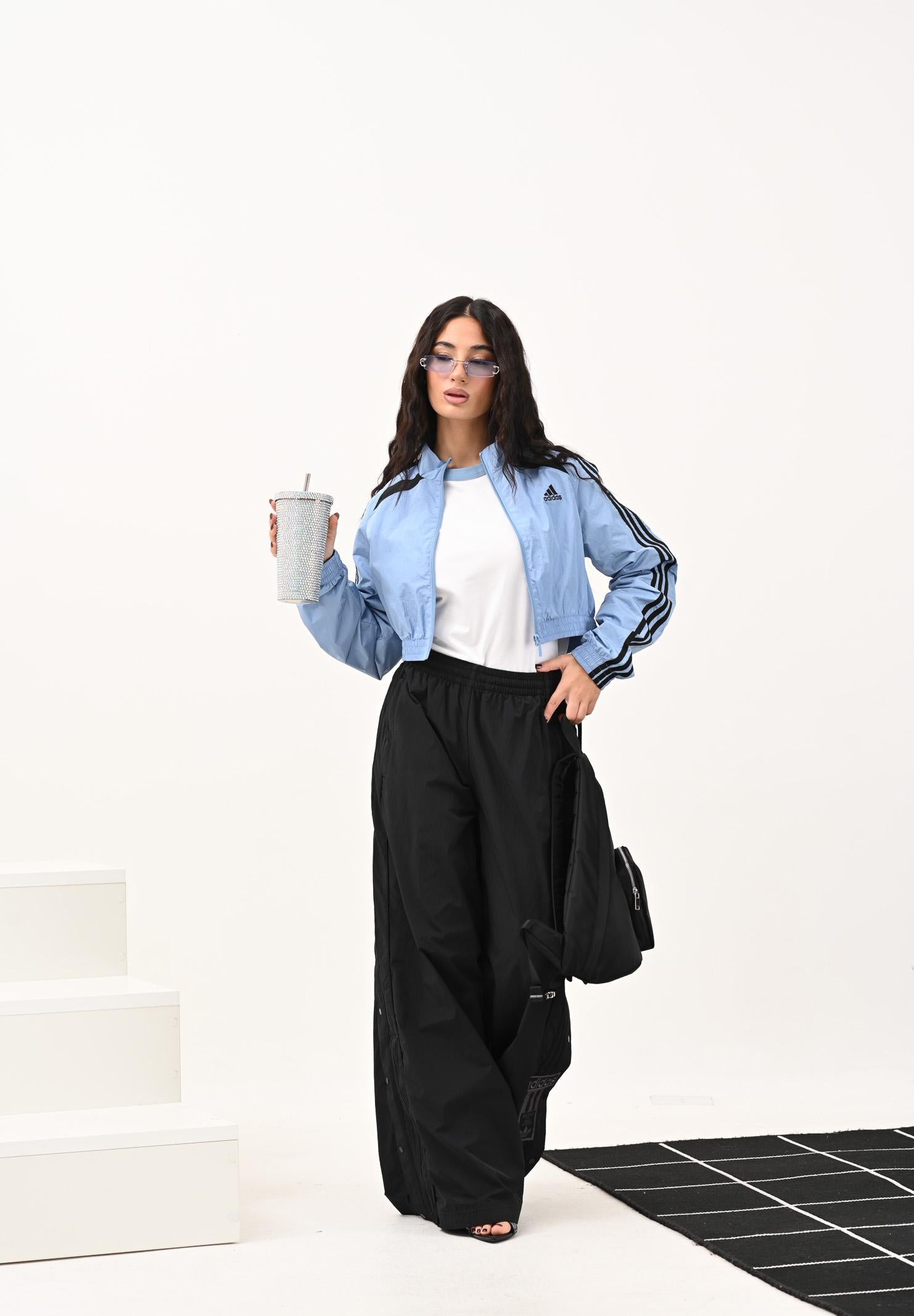 ADIDAS ORIGINALS Giacca a vento Teamgeist adicolor Cropped azzurra da donna JZ8277 ADIDAS ORIGINALS