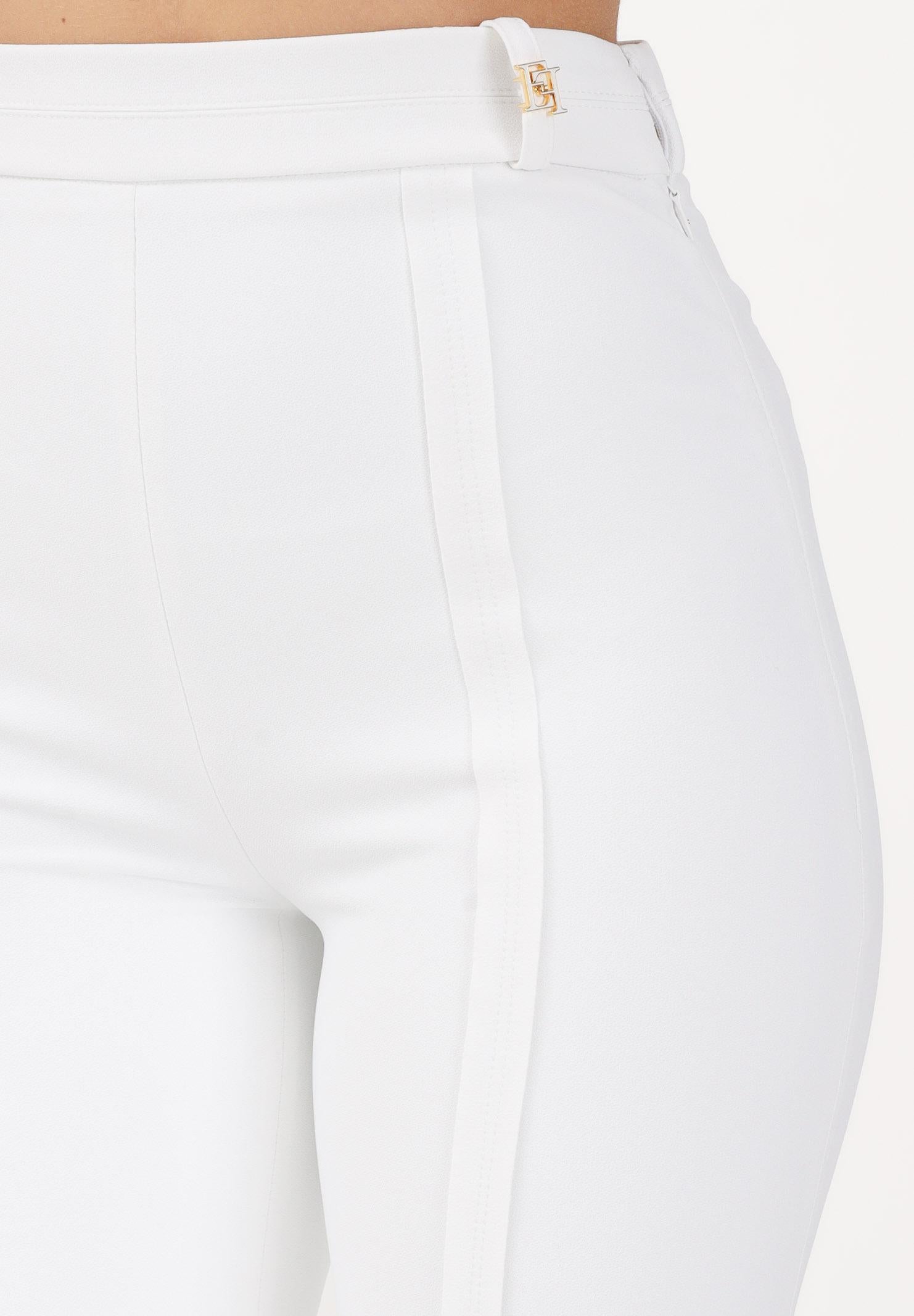 ELISABETTA FRANCHI Pantalone elegante avorio da donna in doppio crêpe stretch PA16961E2 360 ELISABETTA FRANCHI