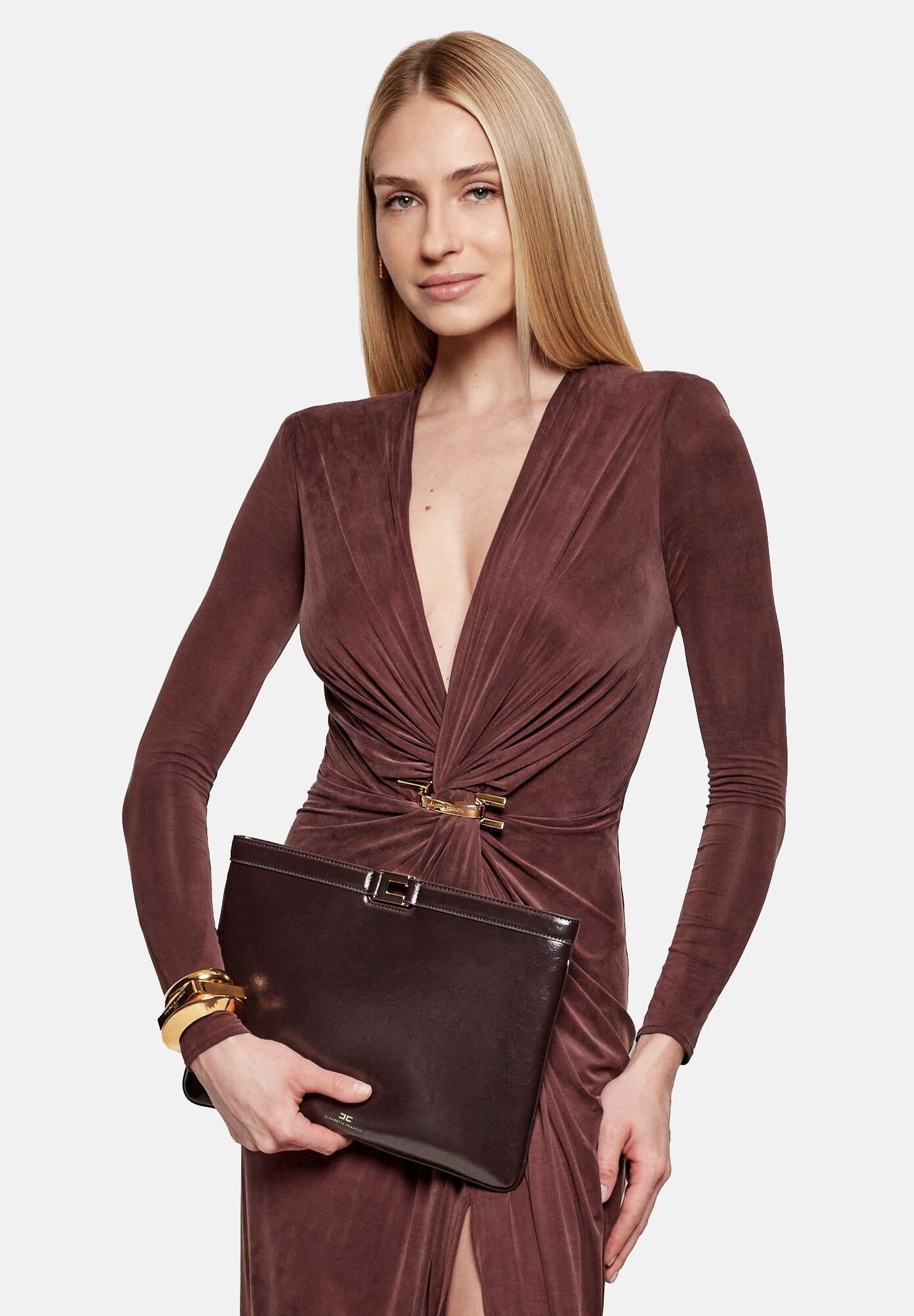 ELISABETTA FRANCHI Pochette marrone da donna effetto naplak<BR/> BS18A61E2 EV9 ELISABETTA FRANCHI