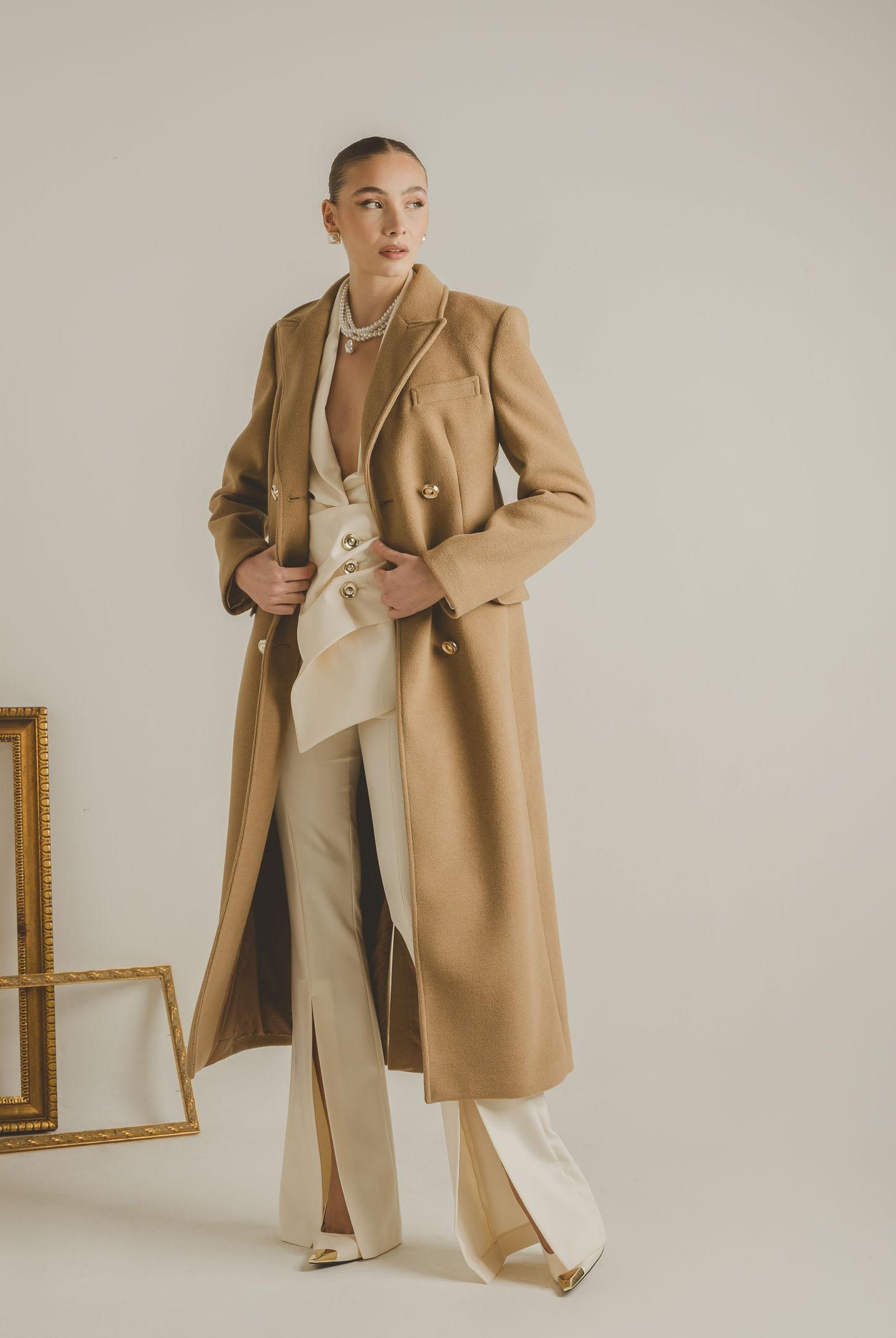 SANTAS Cappotto lungo ÉCLIPSE beige da donna PV2623 BE SANTAS