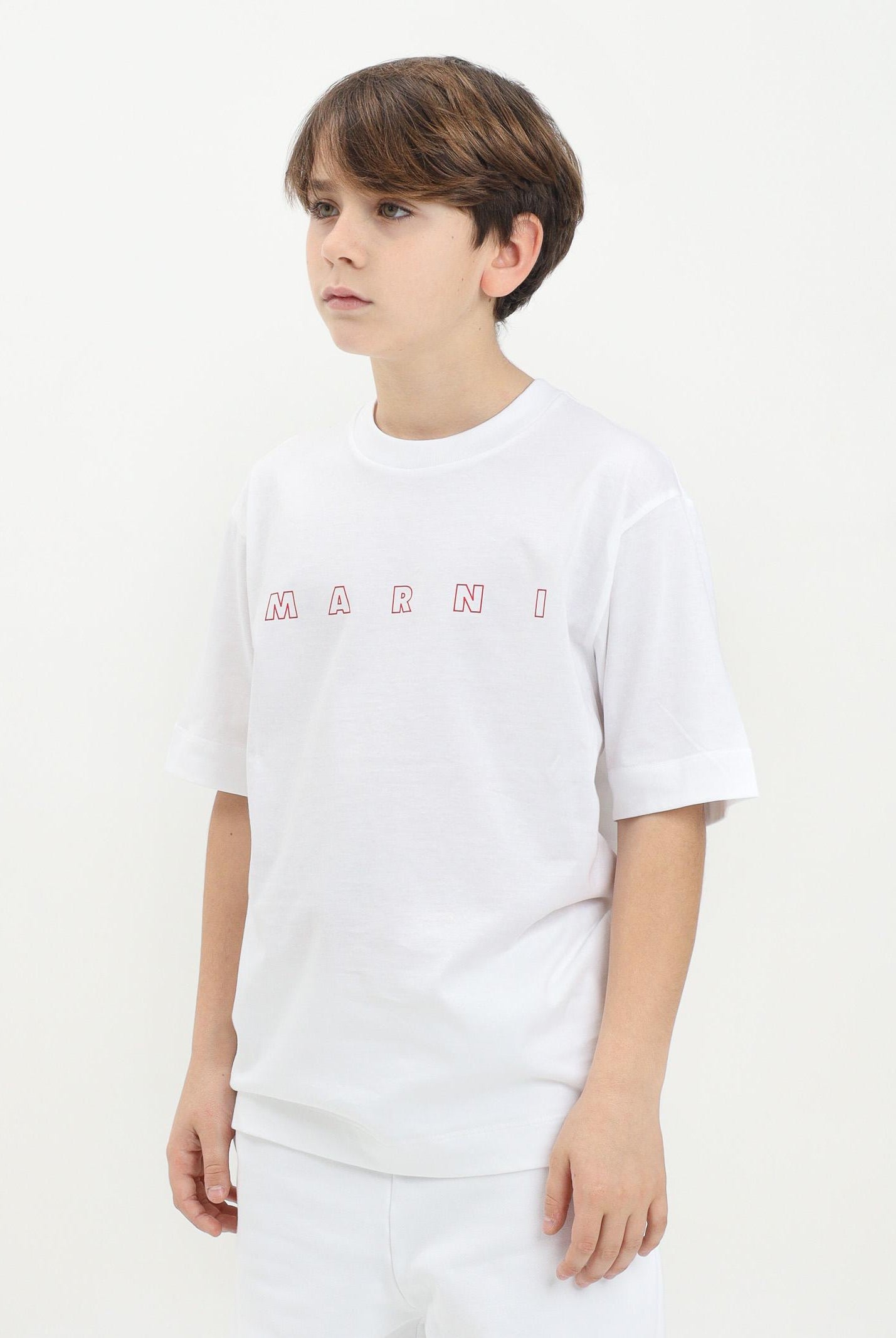 MARNI T-shirt a manica corta bianca per donna, ragazzi e bambine con logo Marni Outline M01466M00RF 0M100 MARNI