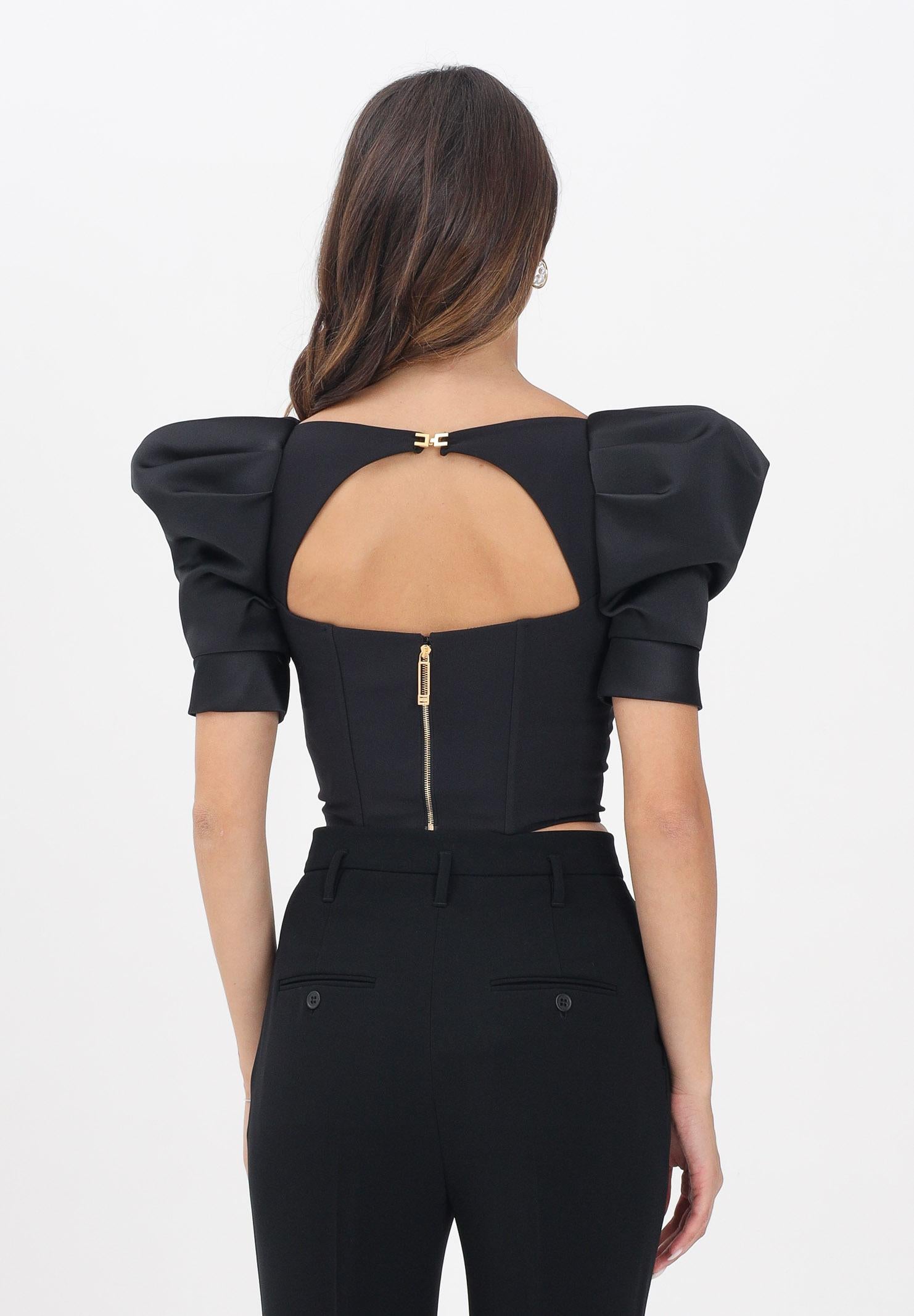 ELISABETTA FRANCHI Corpetto nero da donna in crêpe e duchesse TO02656E2 110 ELISABETTA FRANCHI