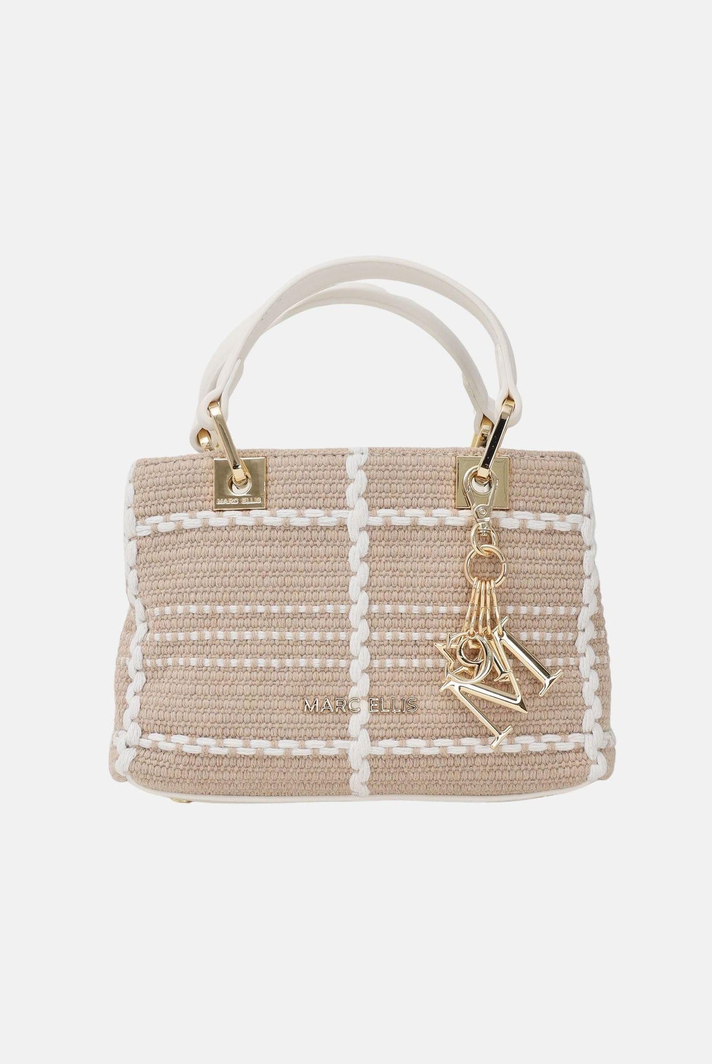 MARC ELLIS Borsa a mano Krissy S Luxe beige e bianca da donna KRISSY-S-LUXE BE MARC ELLIS