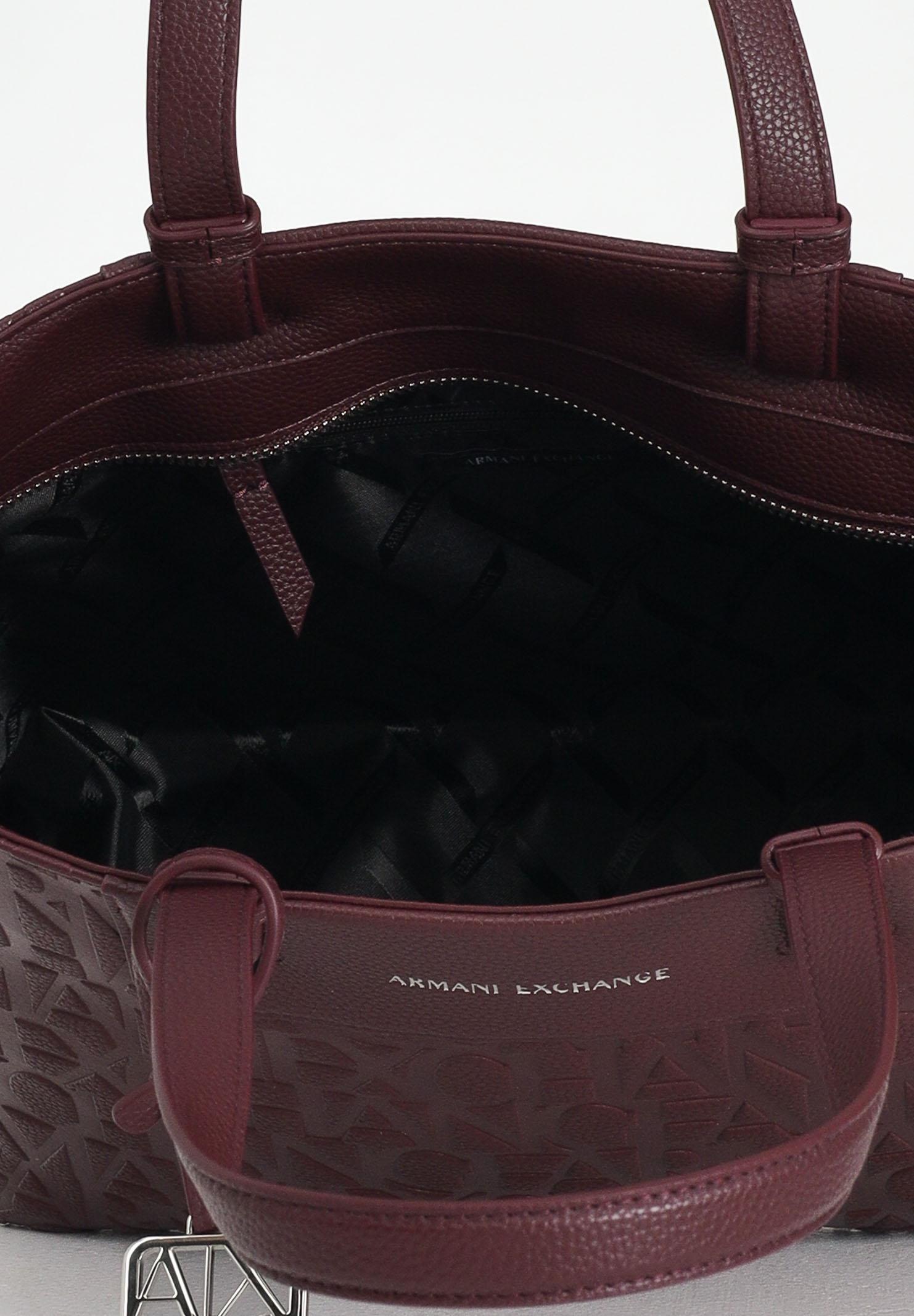 ARMANI EXCHANGE Shopper a spalla bordeaux da donna con logo all-over XW001481AF15774 UA343 ARMANI EXCHANGE