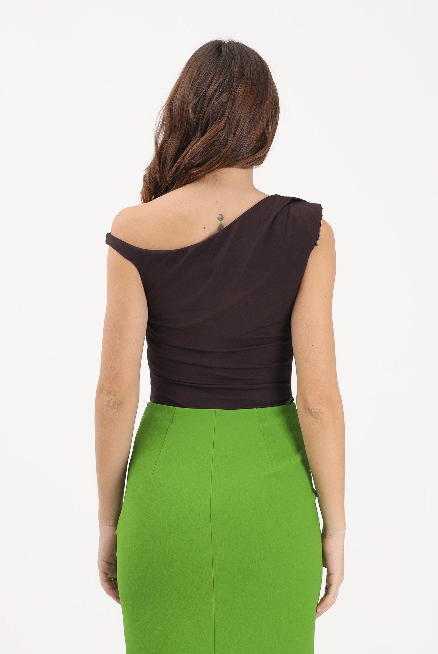 ELISABETTA FRANCHI Body marrone da donna con spallina gioiello BO01361E2 EV9 ELISABETTA FRANCHI