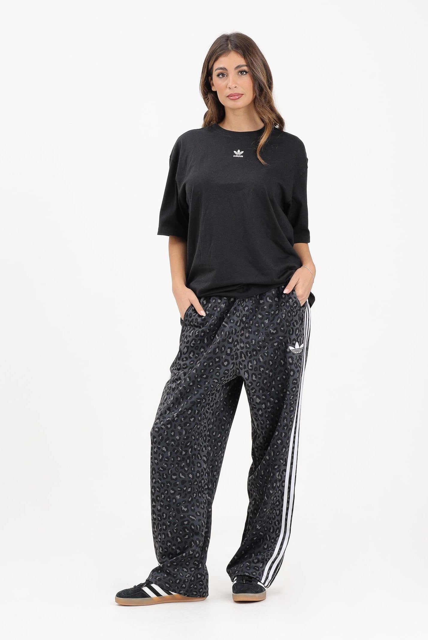 ADIDAS ORIGINALS Pantalone sportivo Firebird Loose Leopard nero da donna JV7582 ADIDAS ORIGINALS