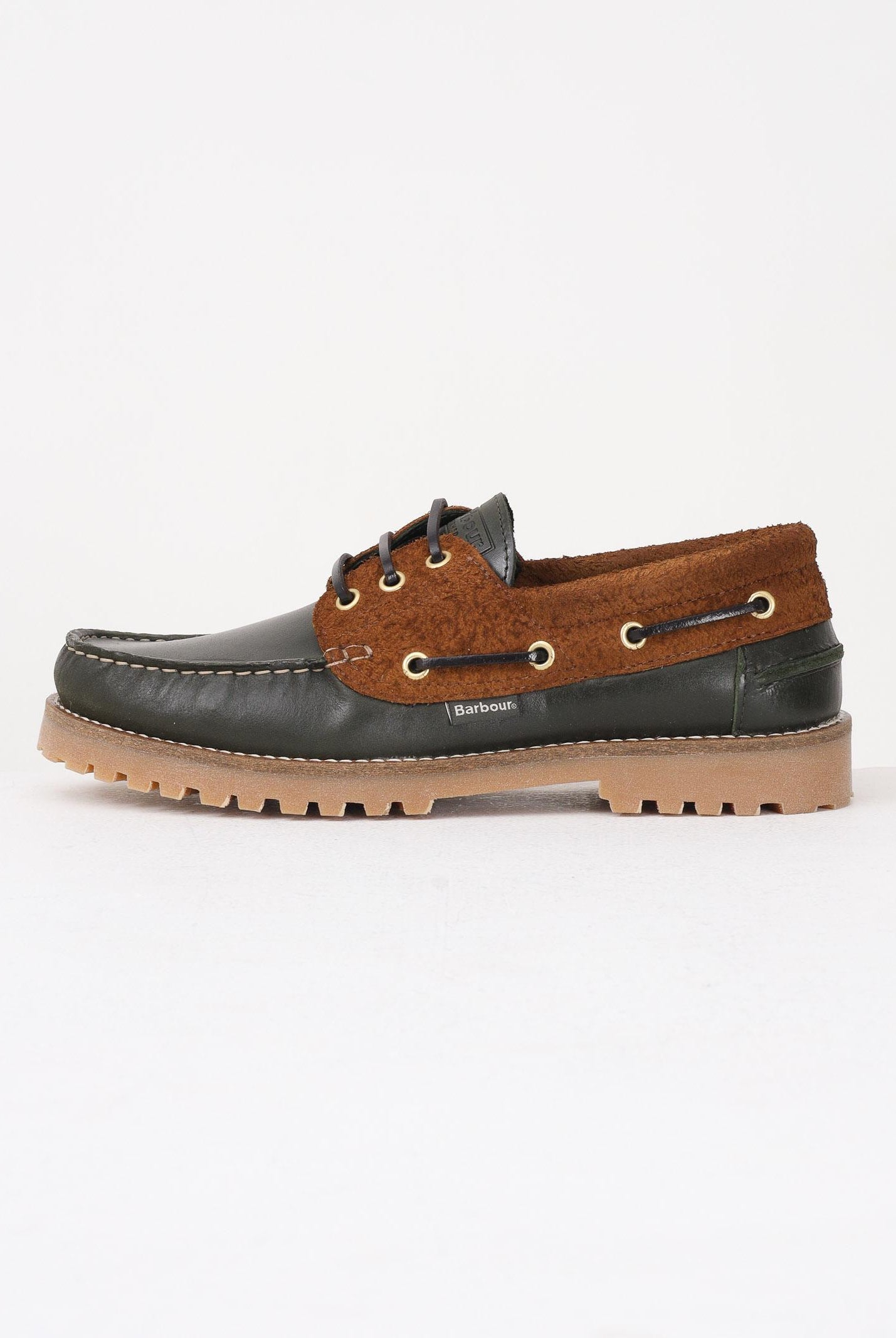 BARBOUR Mocassini Re-Engineered Deck verde e cuoio da uomo 252MMFO0795 OL37 BARBOUR