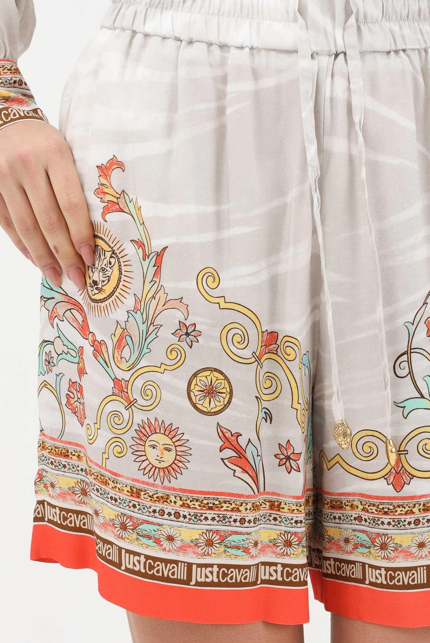 JUST CAVALLI Shorts avorio da donna con fantasia 80PAD1P8NS840 MC3 JUST CAVALLI