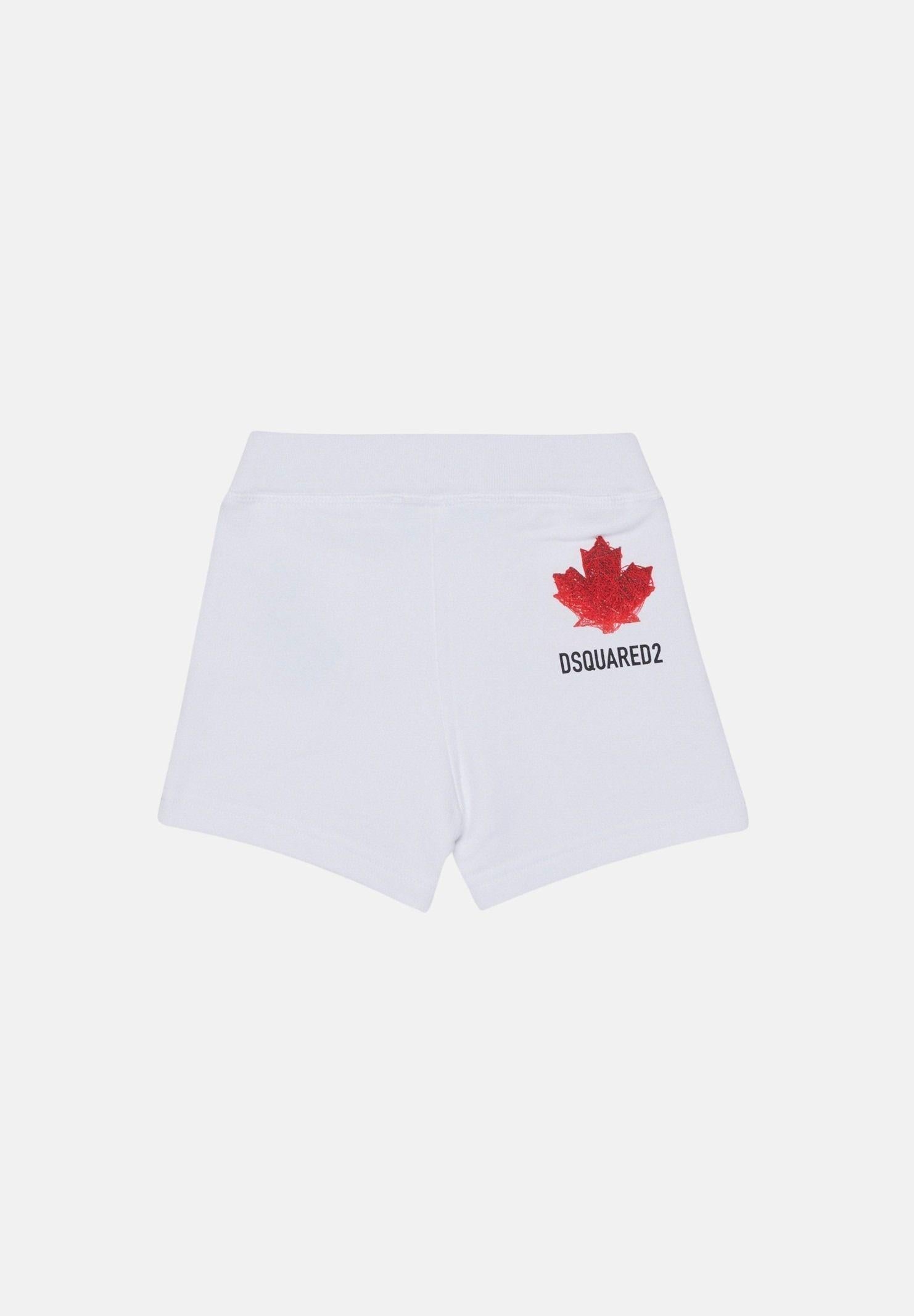 DSQUARED2 Shorts bianco da neonato con stampa sul retro DQ3280D0AGW DQ100 DSQUARED2