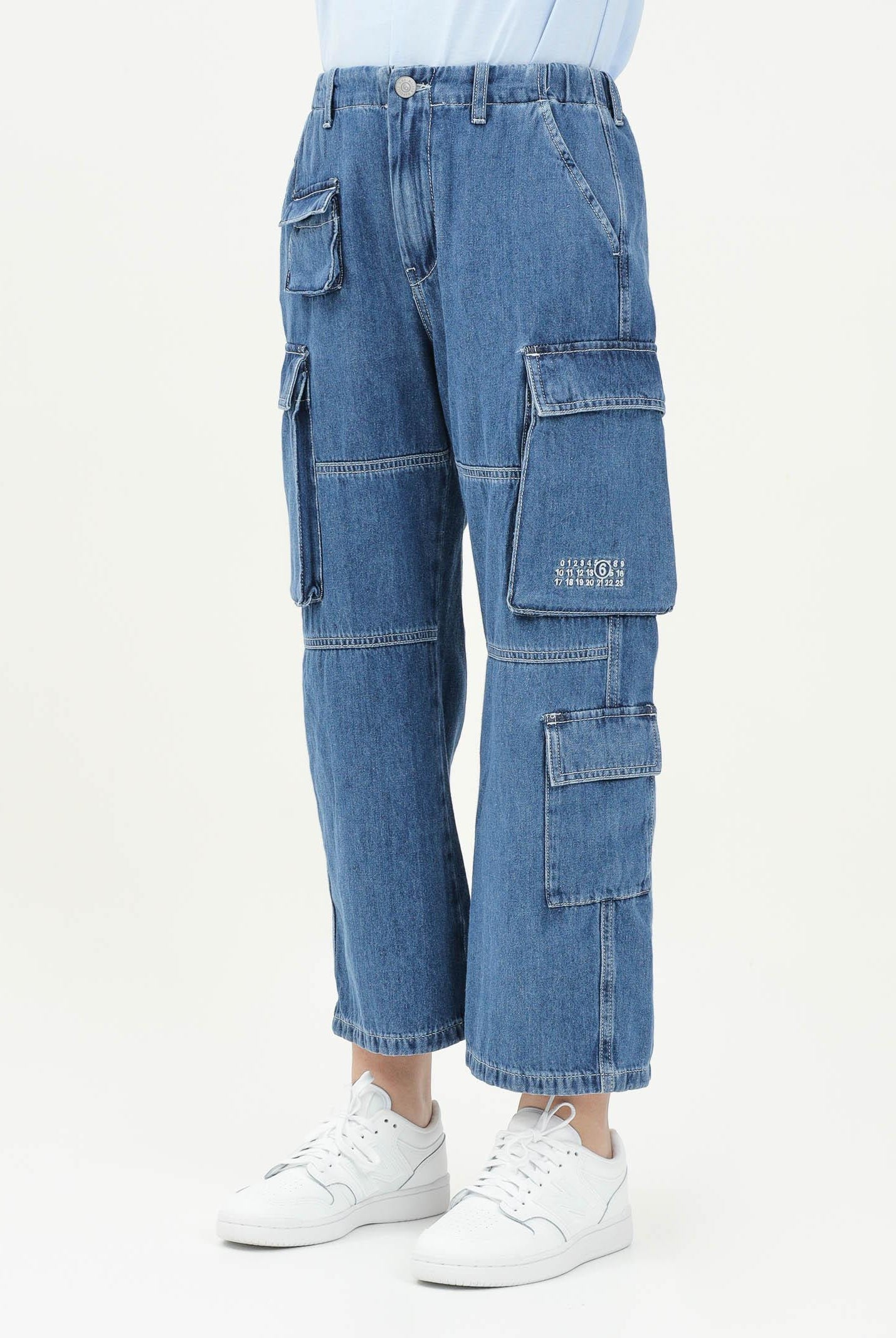 MAISON MARGIELA Jeans cargo in denim blu medio chiaro per donne, ragazze e bambine M60793MM04S M601 MAISON MARGIELA