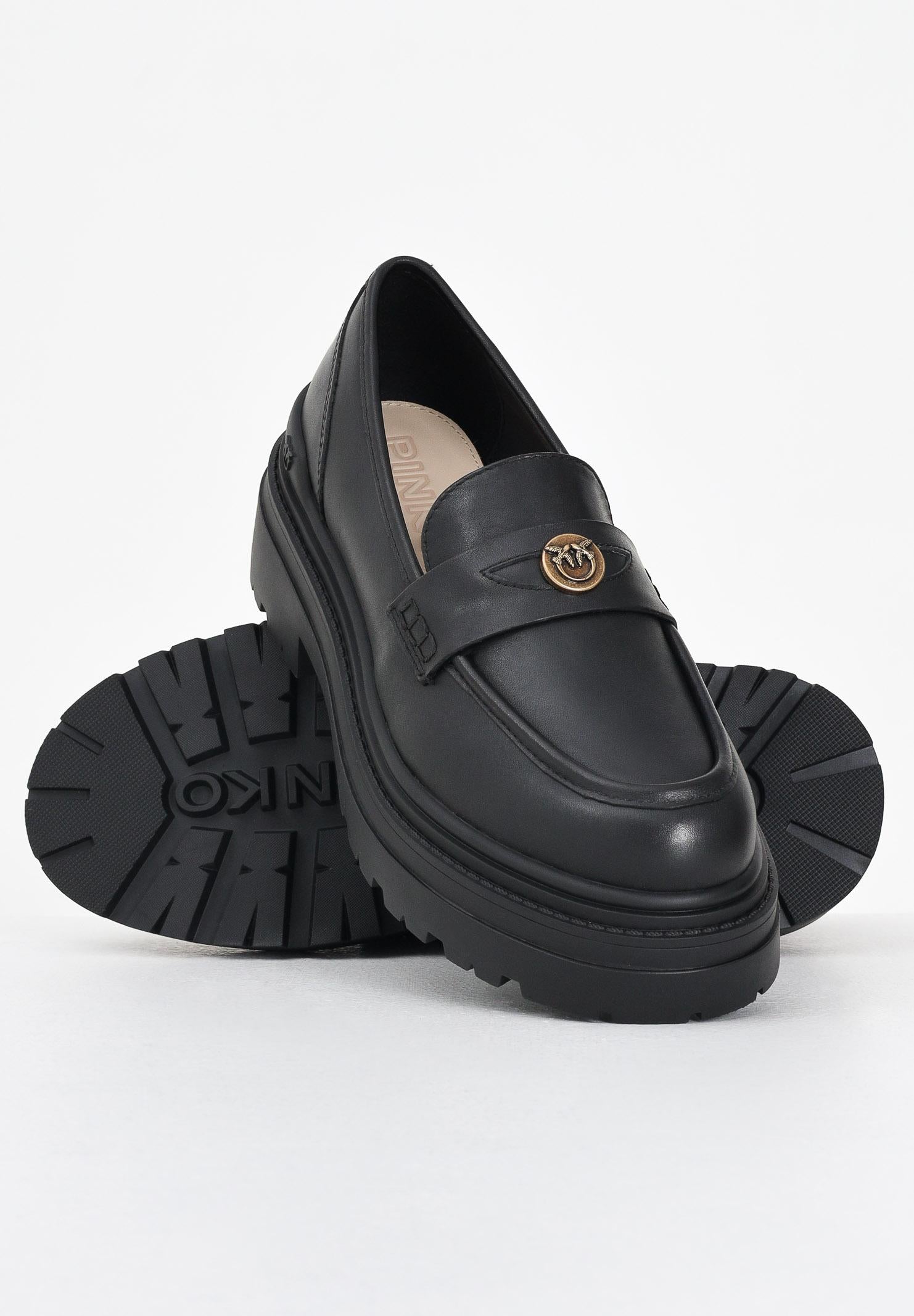 PINKO Mocassini neri da donna con logo Love Birds SD0403P001Z99 PINKO