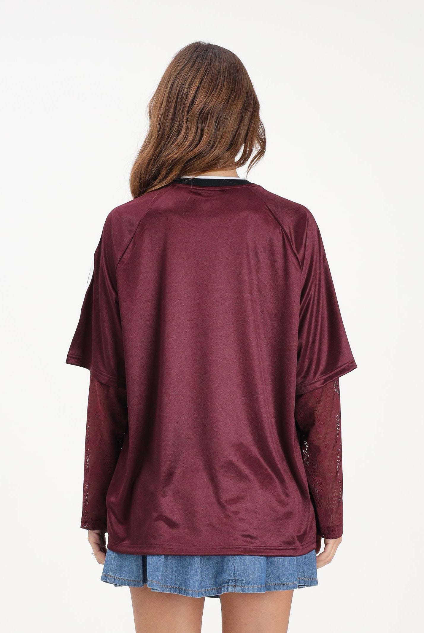 ADIDAS ORIGINALS T-shirt a manica lunga LACE bordeaux da donna KC6432 . ADIDAS ORIGINALS