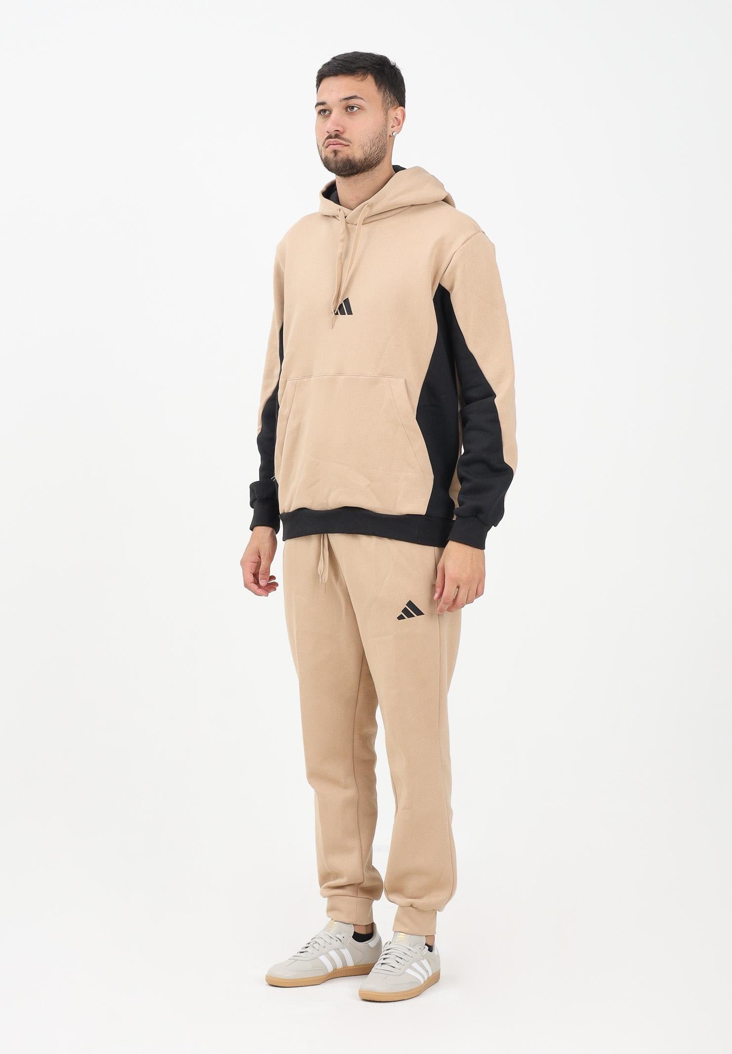 ADIDAS PERFORMANCE Tuta Fleece Colorblock beige e nera da uomo KB5265 ADIDAS PERFORMANCE