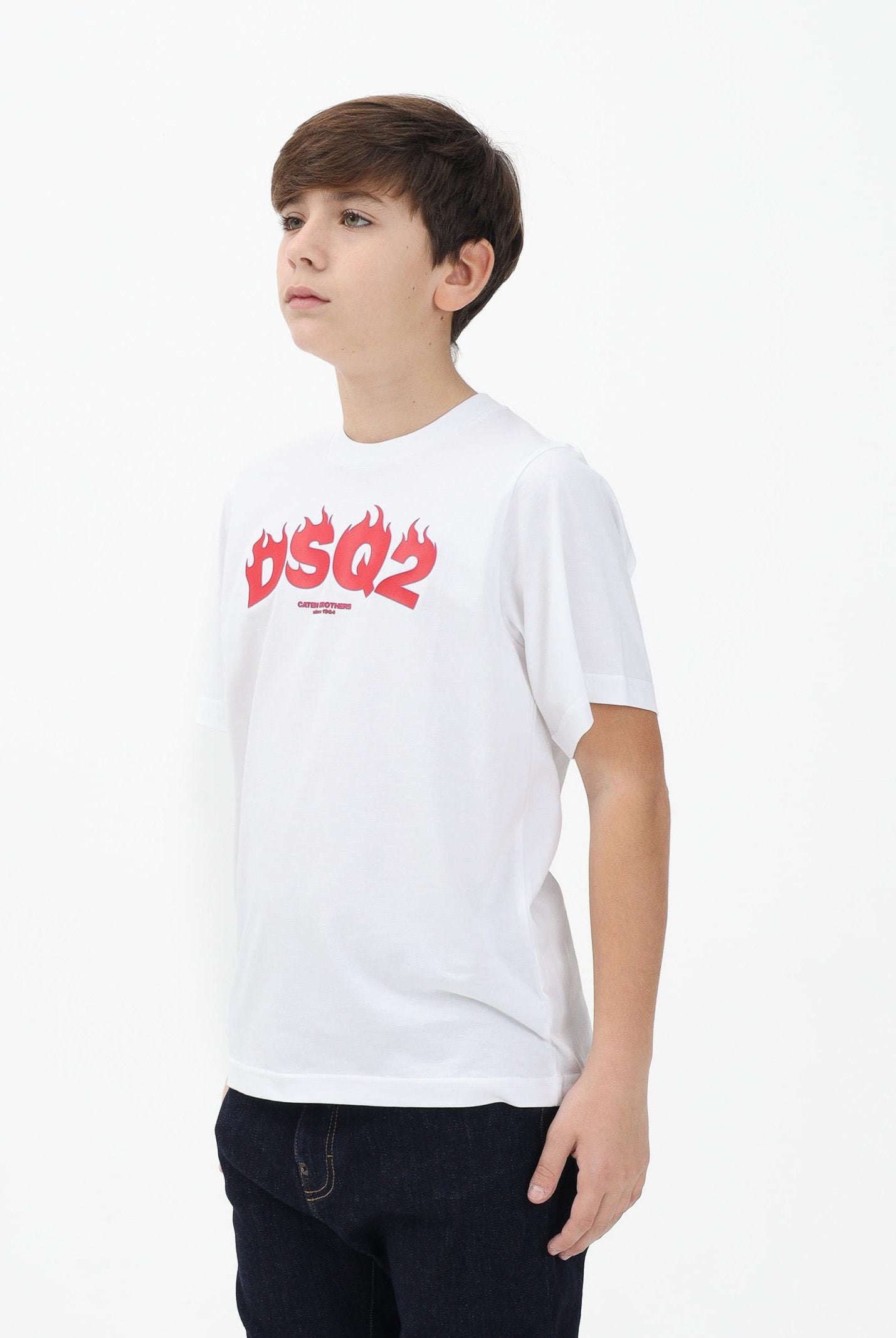 DSQUARED2 T-shirt a manica corta bianca per donna, ragazzi e bambini con logo DSQ2 DQ3168D00XM DQ100 DSQUARED2