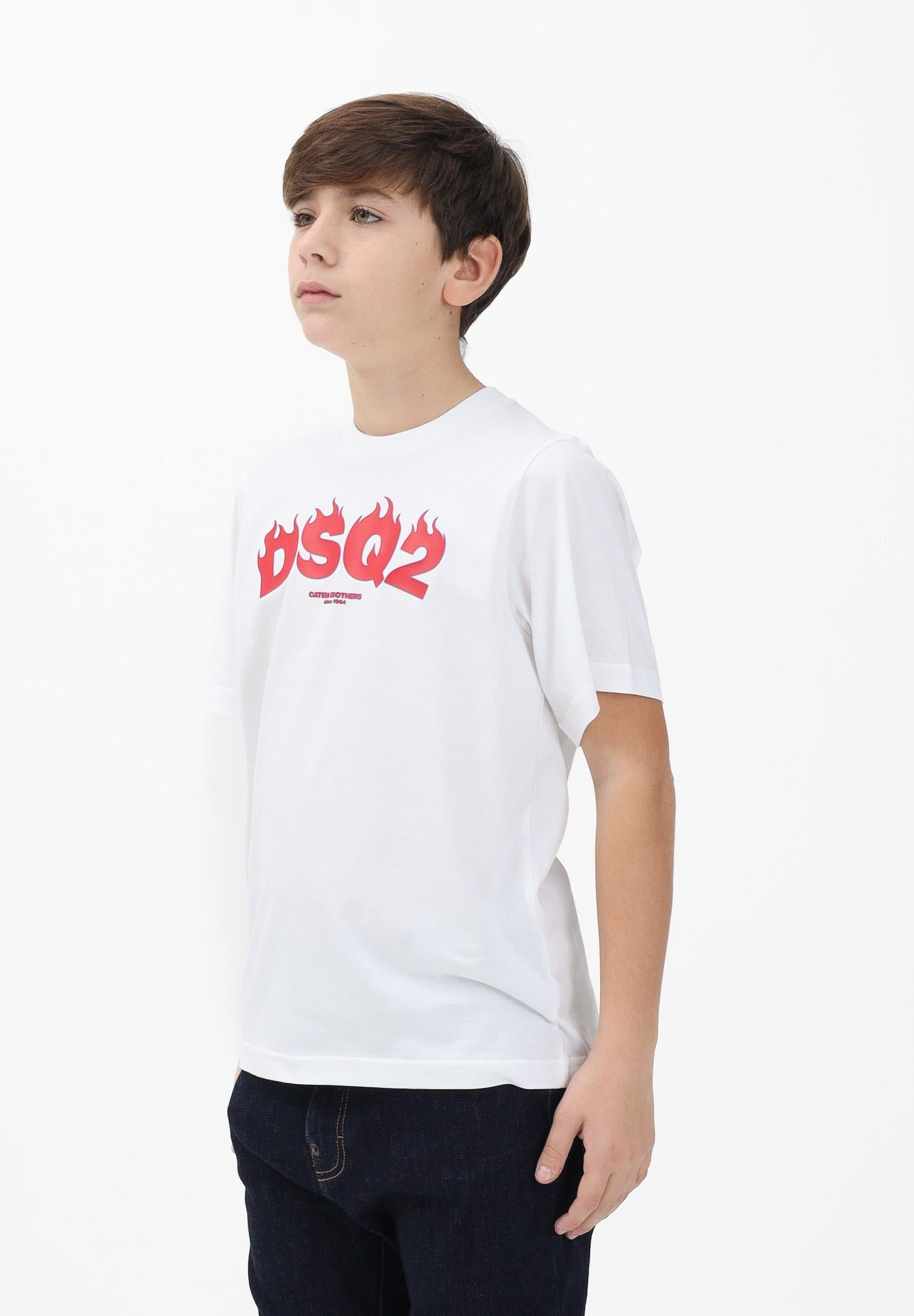 DSQUARED2 T-shirt a manica corta bianca per donna, ragazzi e bambini con logo DSQ2 DQ3168D00XM DQ100 DSQUARED2