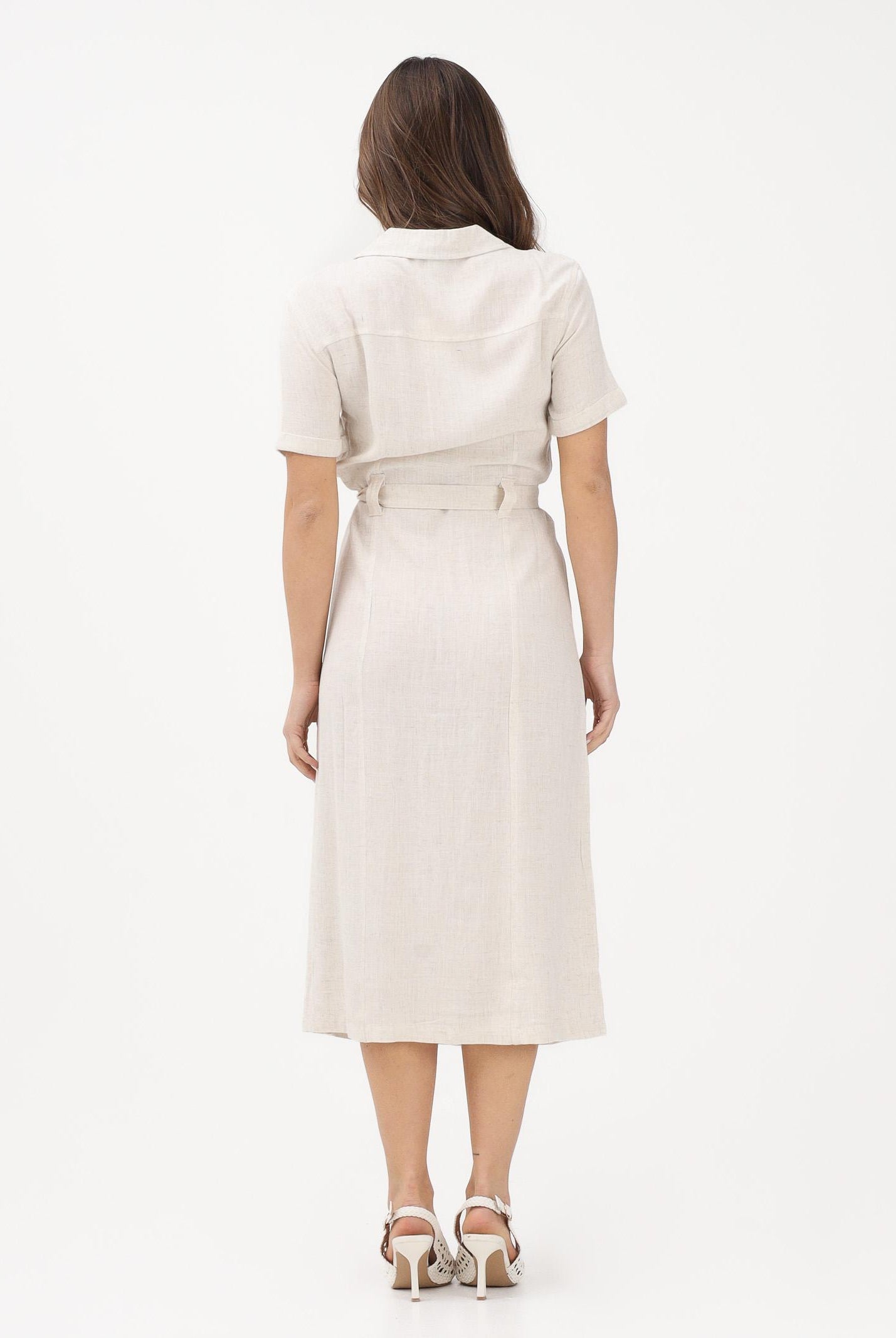 ONLY Abito midi beige da donna con cintura 15347210 MO ONLY