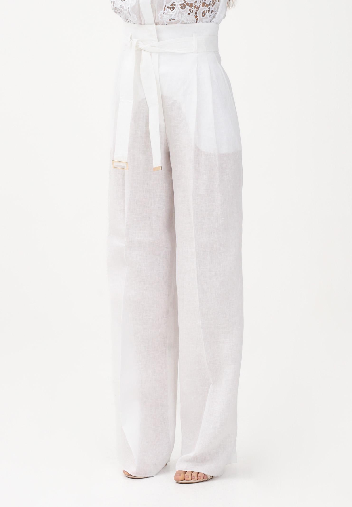 MAX MARA Pantalone MSTMATERIA in lino bianco da donna 2616131092600 002 MAX MARA
