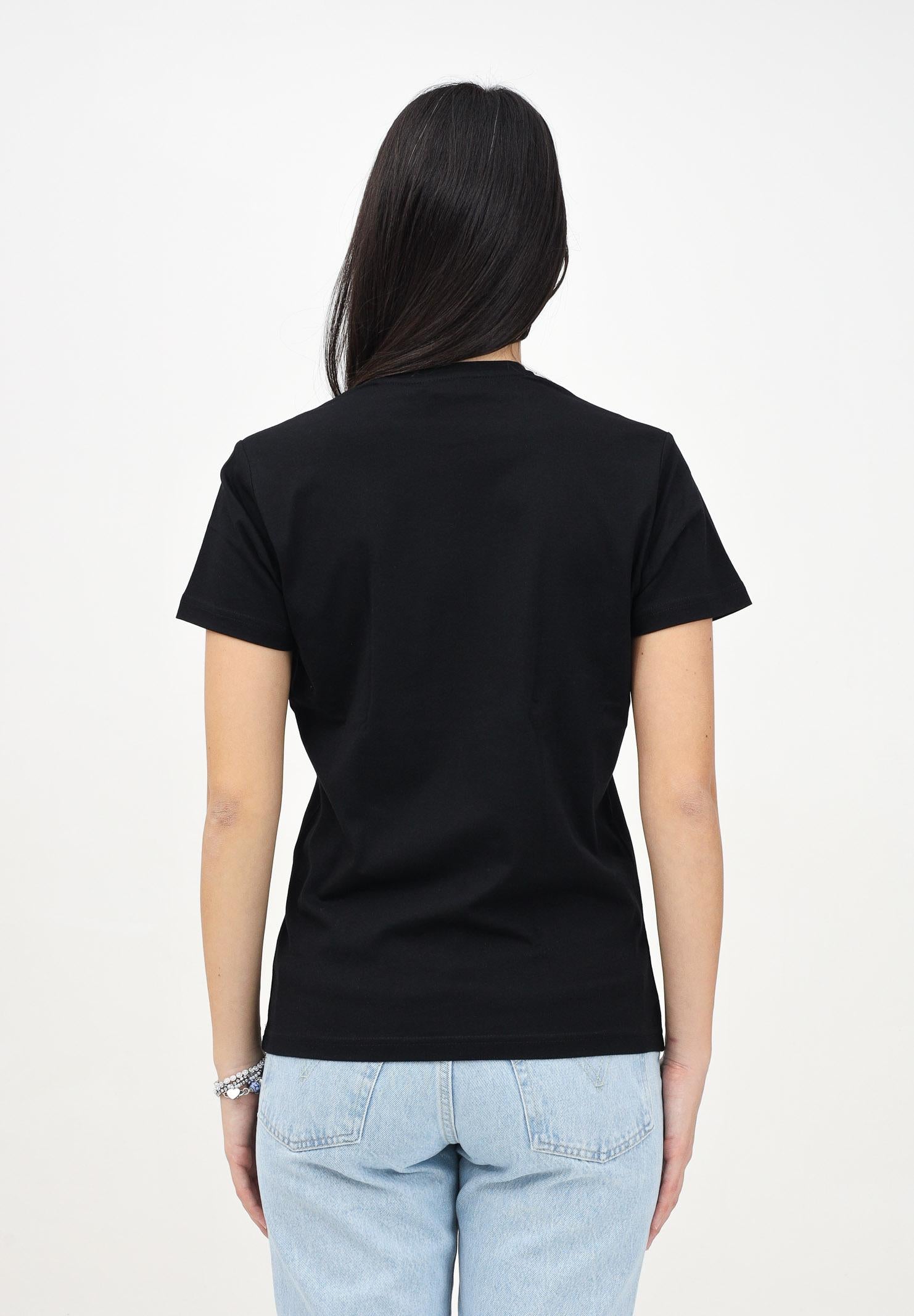 DSQUARED2 T-shirt a manica corta nera per donna e bambina con maxi stampa logo lettering DQ1832D0A4C DQ900 DSQUARED2