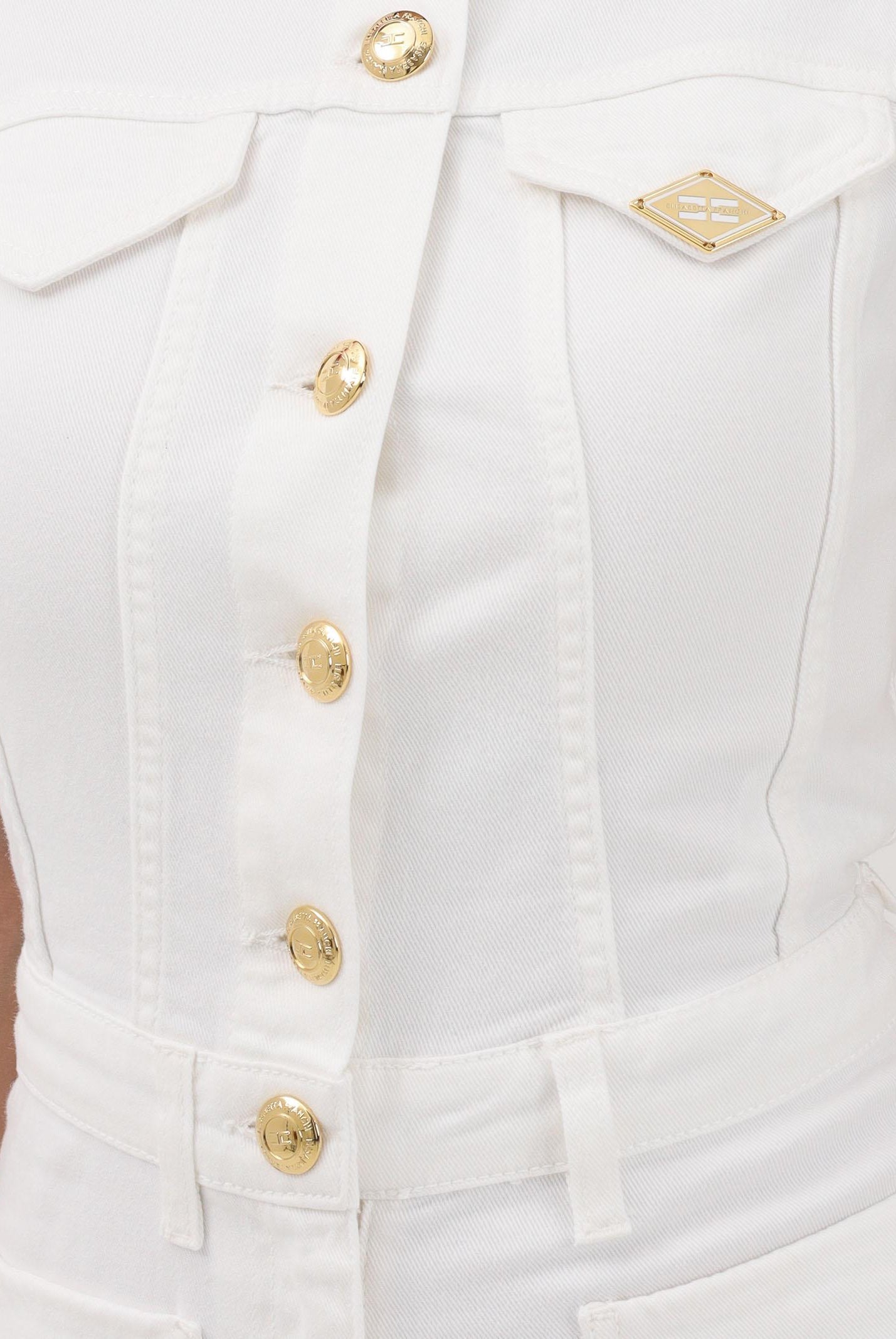 ELISABETTA FRANCHI Tuta in denim avorio da donna TJ45N61E2 360 ELISABETTA FRANCHI