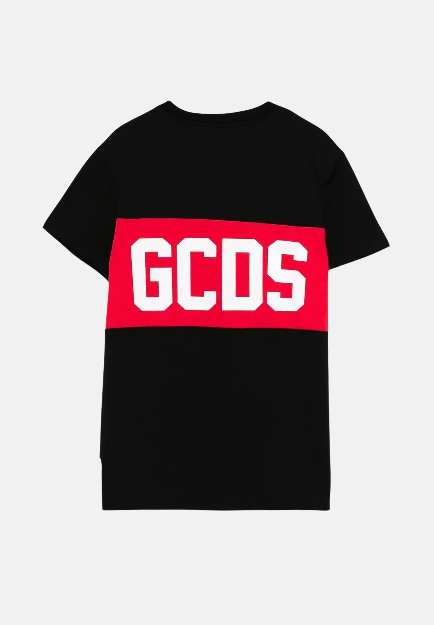 GCDS T-shirt a manica corta nera per bambino e bambina con stampa logo GCDS B2KU2329JF1 99 GCDS