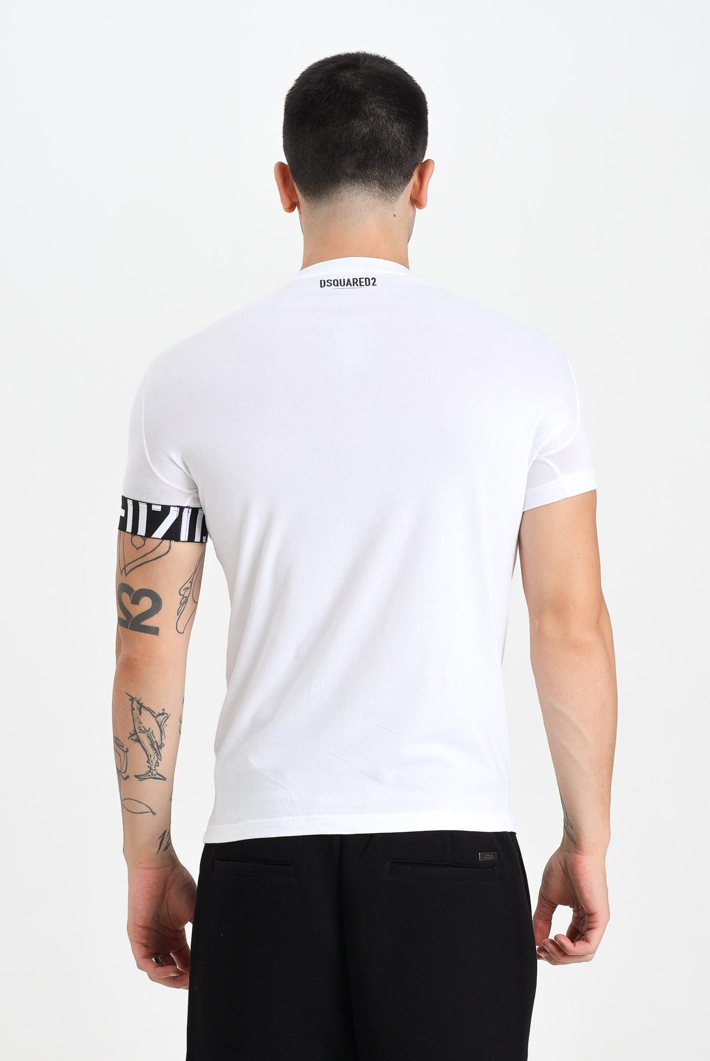 DSQUARED2 T-shirt a manica corta bianca da uomo con stampa logo sulla manica D9M3S5980 110 DSQUARED2