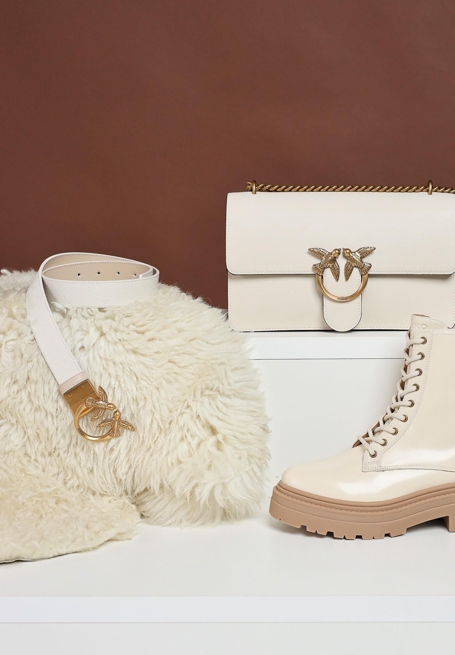 Cintura double face panna e beige da donna con fibbia Love Birds 100125A1Z6 CCOQ PINKO