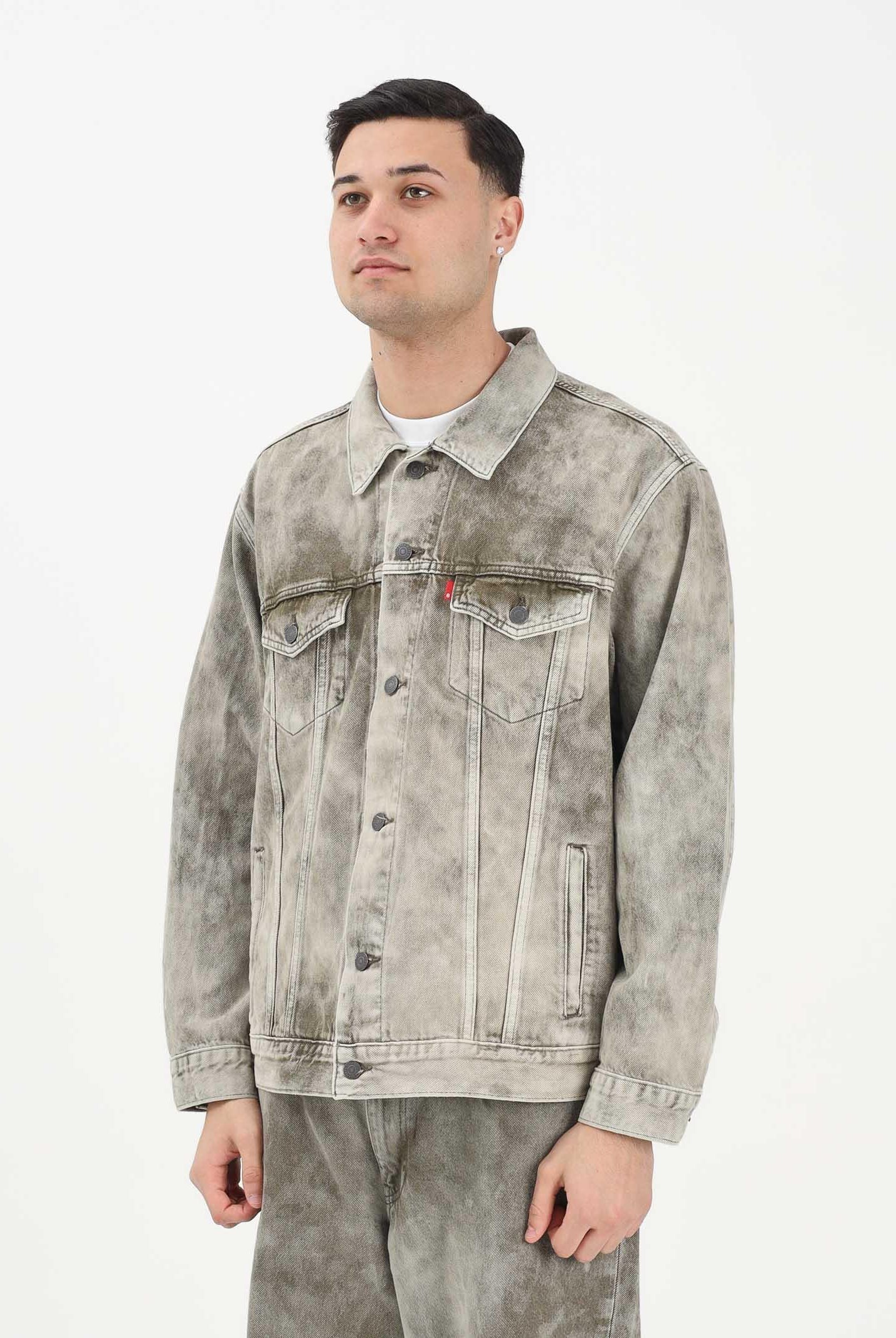 LEVI'S Giubbotto in denim verde mimetico da uomo con lavaggio effetto marmorizzato A5782-0084 . LEVI'S®