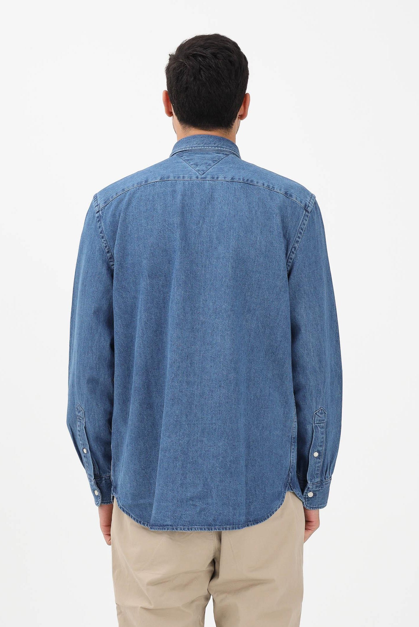 TOMMY HILFIGER Camicia di jeans in denim medio da uomo con logo MW0MW40494 1A4 TOMMY HILFIGER