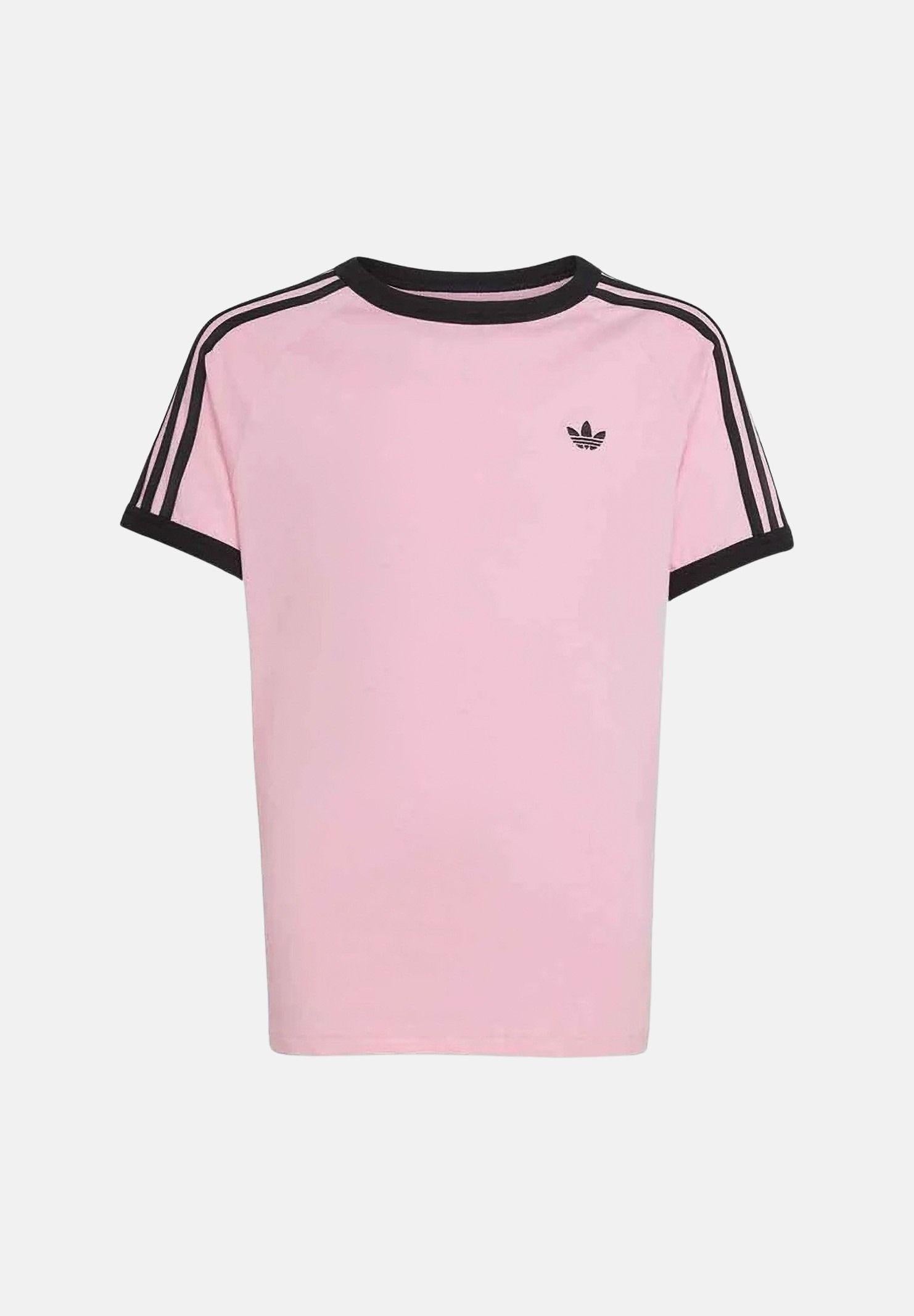 ADIDAS ORIGINALS T-shirt a manica corta 3 STRIPES rosa da bambina KE0922 . ADIDAS ORIGINALS
