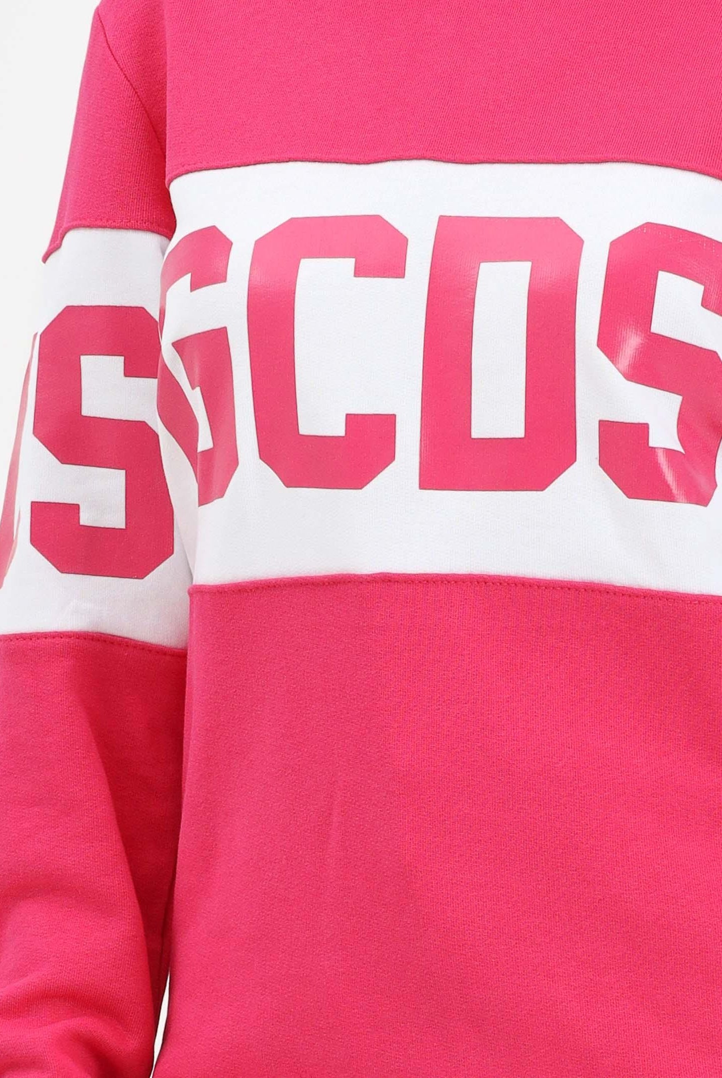 GCDS Felpa con cappuccio fucsia per donna, ragazze e bambine rifinita da stampa logo B2JU1926BA2 59 GCDS