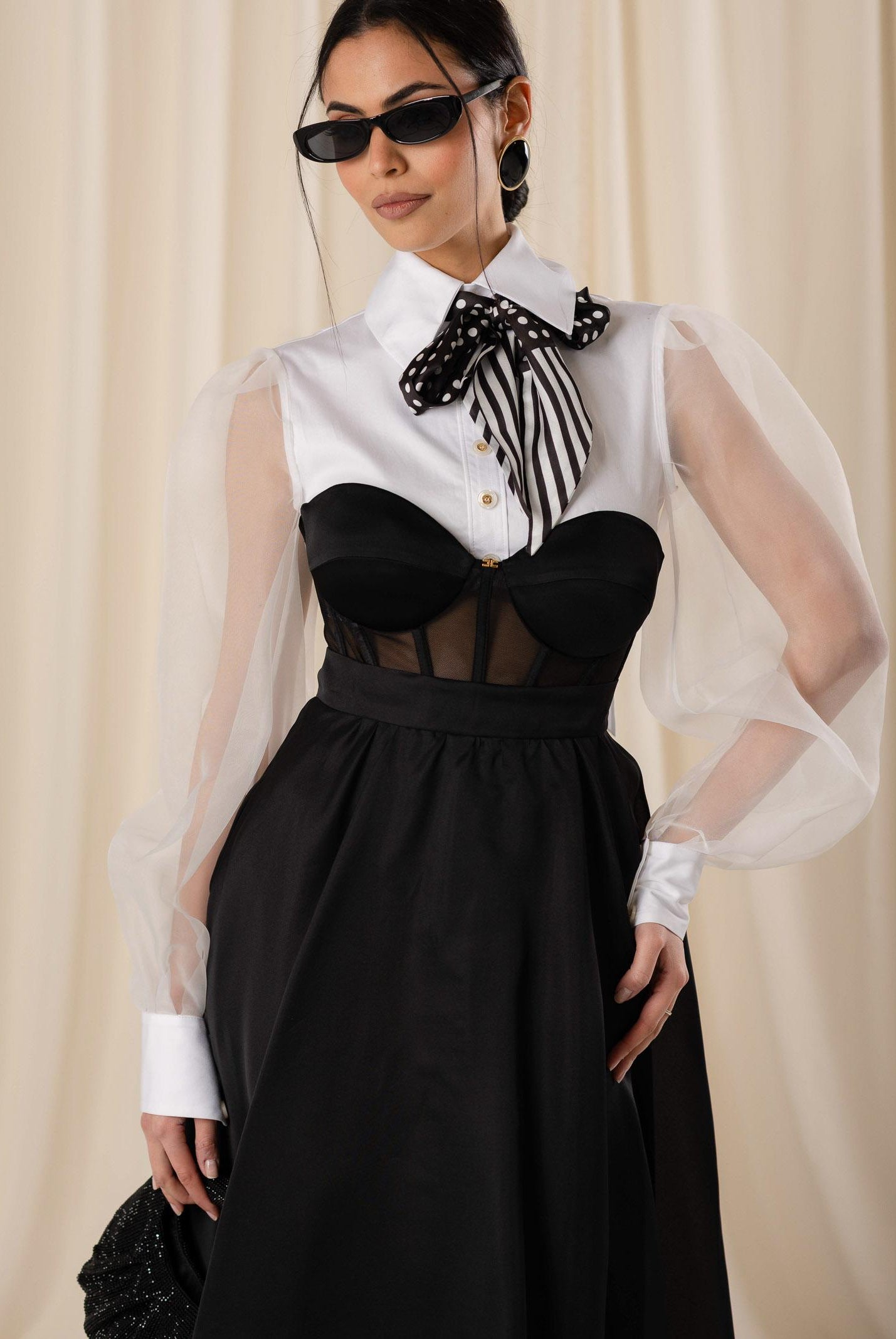 ELISABETTA FRANCHI Corpetto nero da donna in tulle TO05162E2 110 ELISABETTA FRANCHI