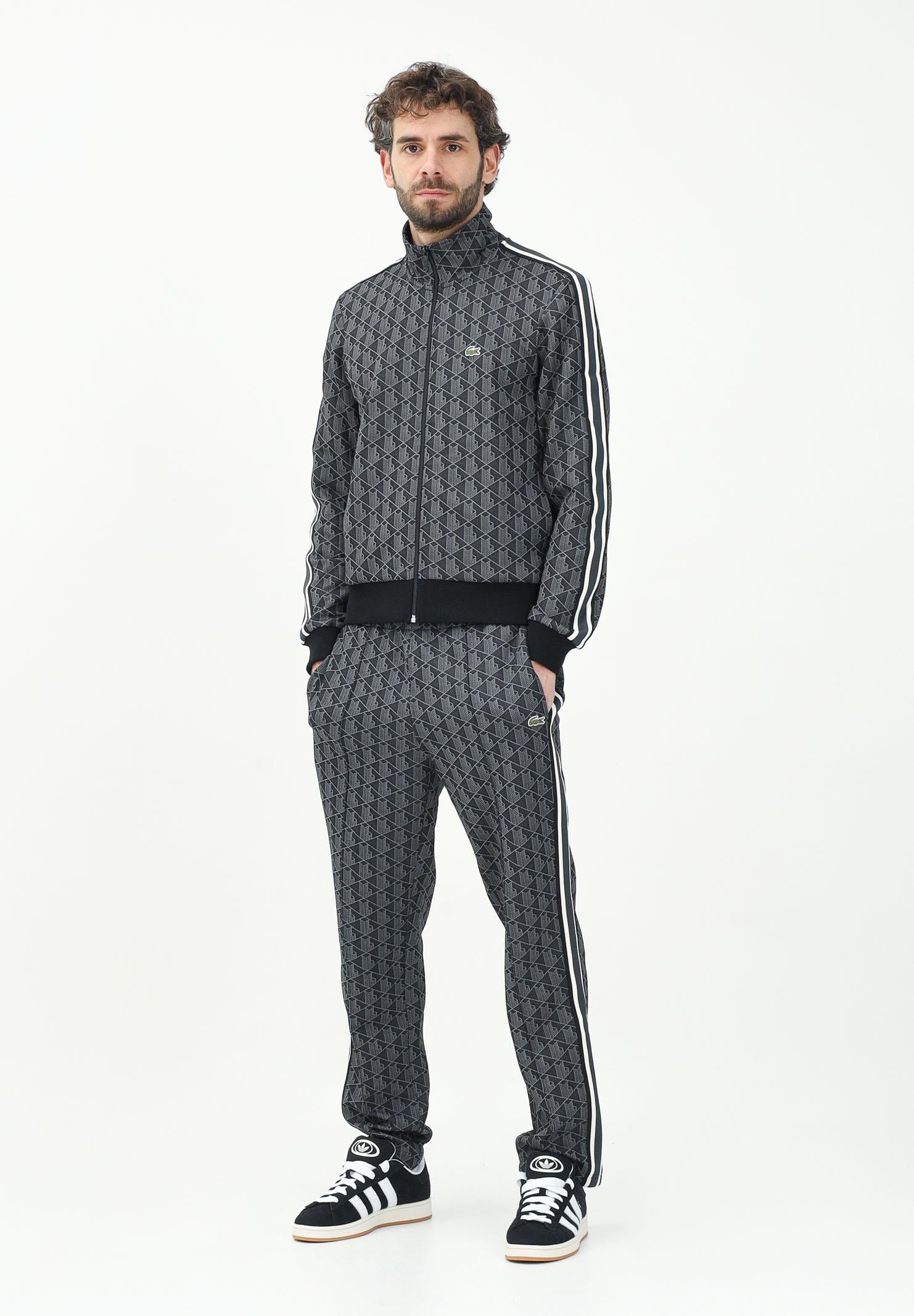 LACOSTE Pantalone sportivo nero da uomo con monogramma Paris XH1440 4PC LACOSTE