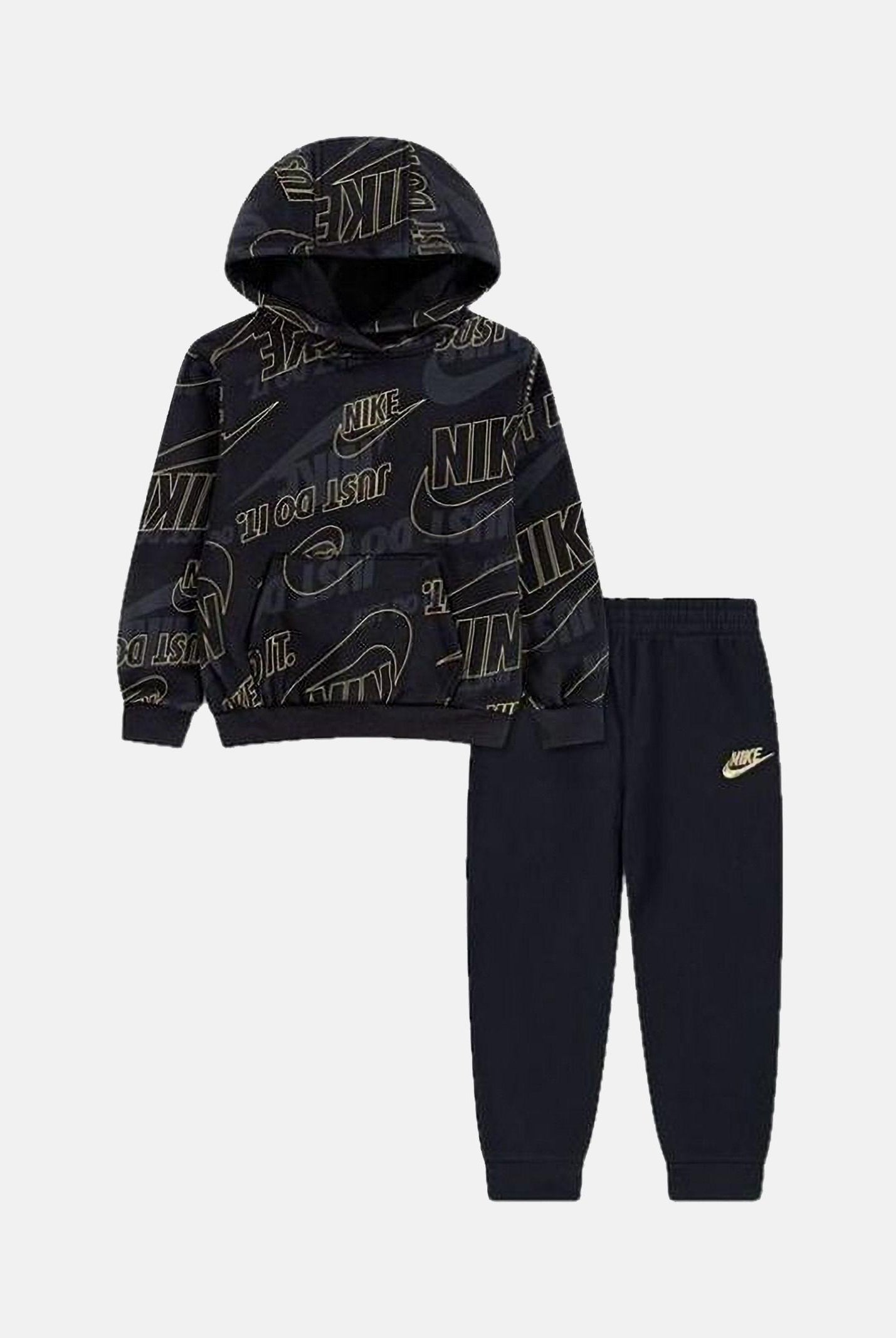 NIKE Tuta nera da neonato con stampa logo 66N486 023 NIKE