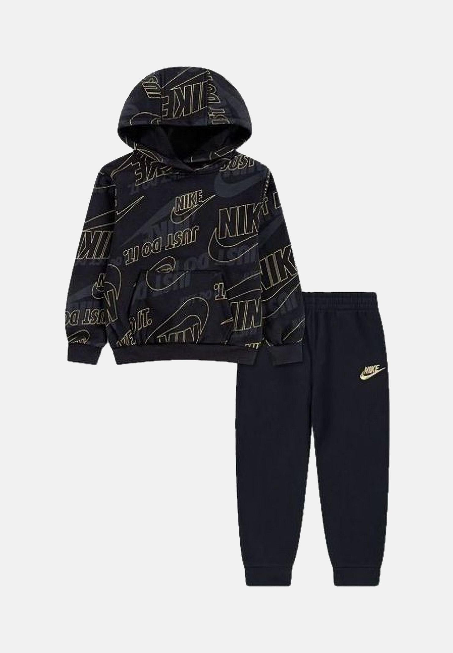 NIKE Tuta nera da neonato con stampa logo 66N486 023 NIKE