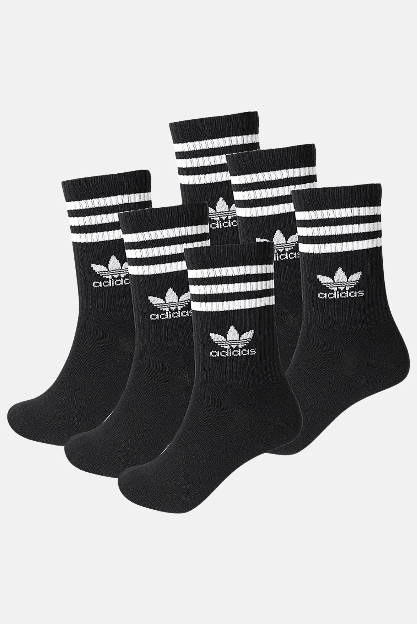 ADIDAS ORIGINALS Set da 6 paia di calzini 3-STRIPES CREW neri per uomo e donna JE1829 . ADIDAS ORIGINALS