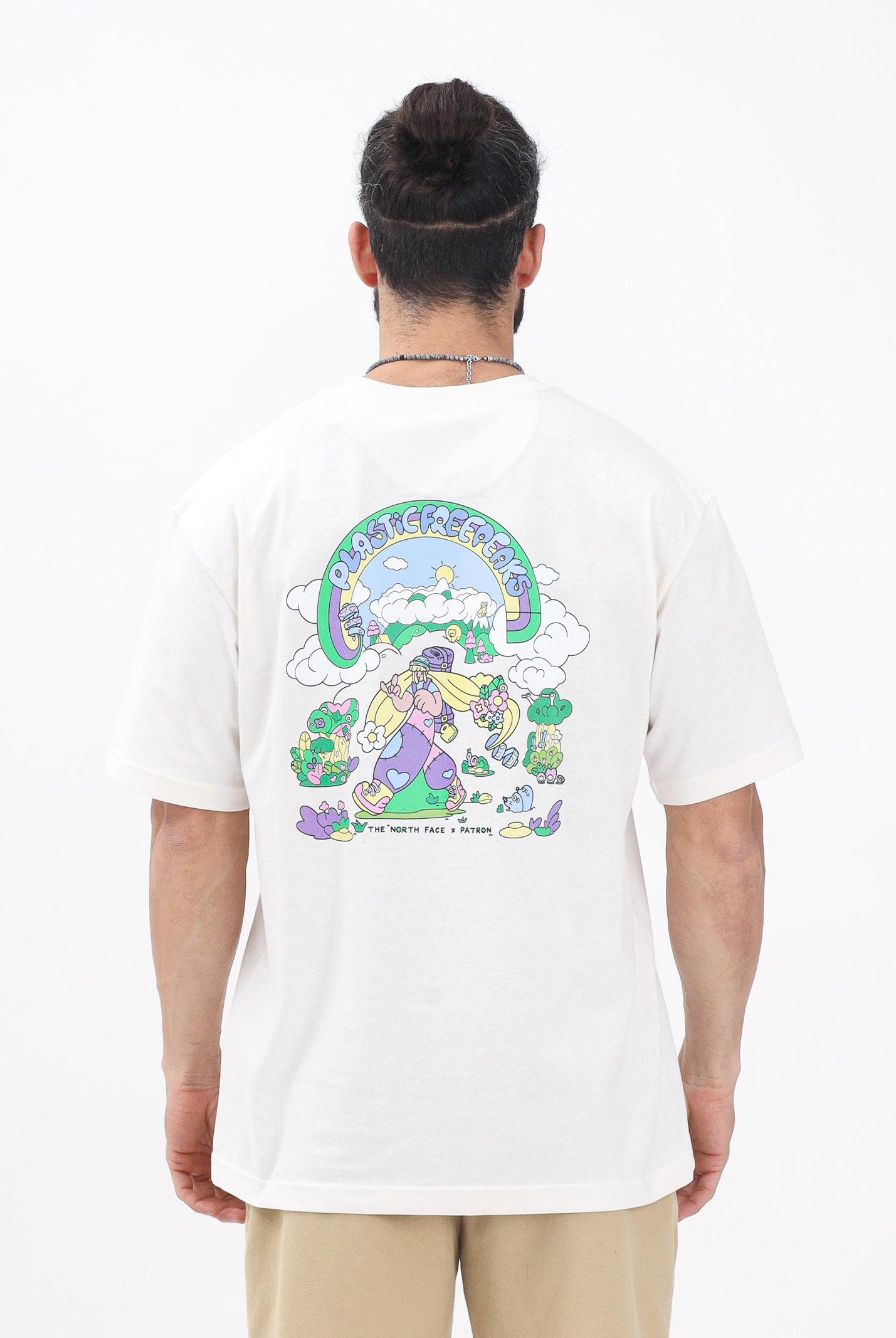 THE NORTH FACE T-shirt a manica corta Clean Trails Oversized panna per uomo e donna NF0A8C2TQLI1 THE NORTH FACE