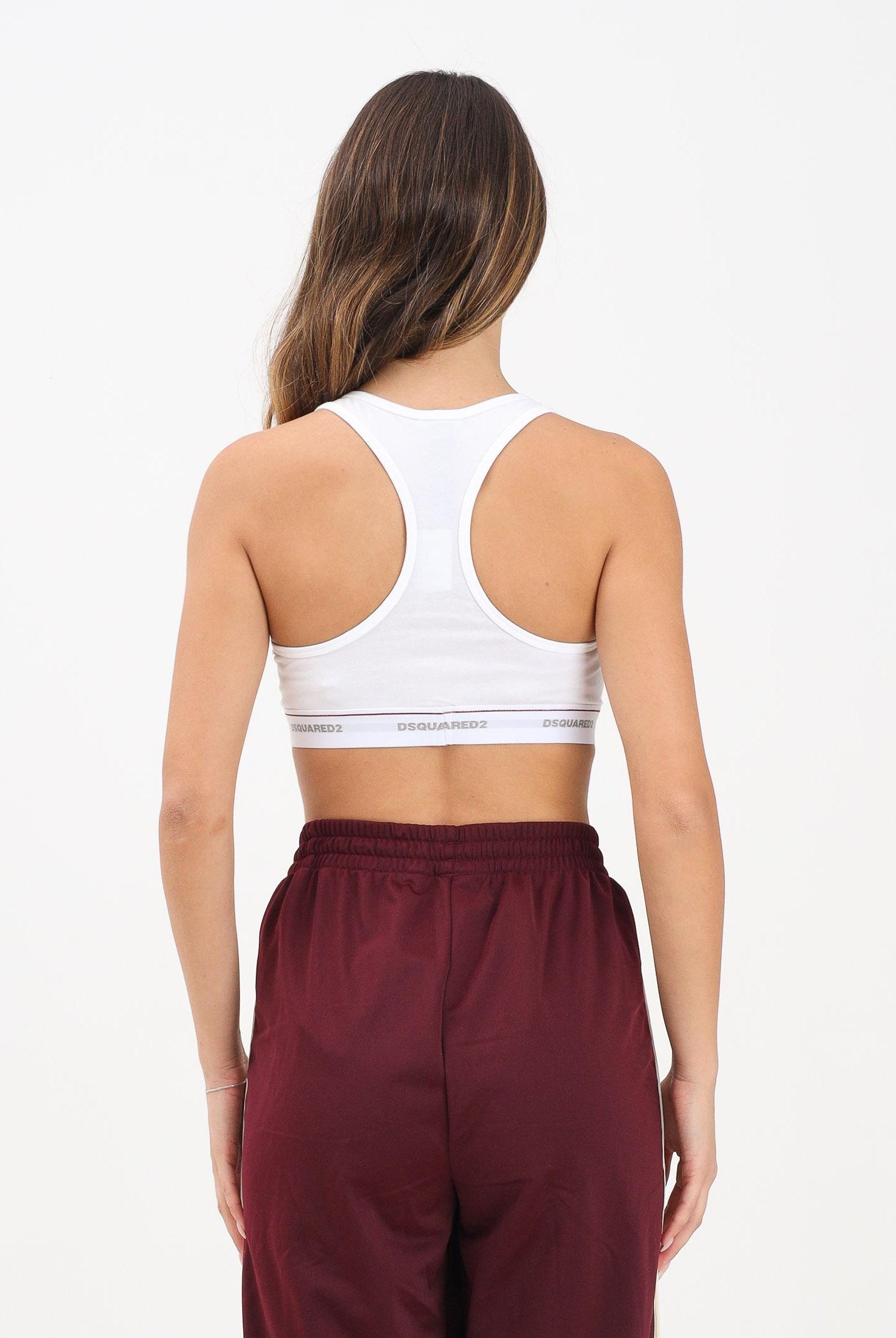 DSQUARED2 Bralette bianca da donna con elastico logato D8RG95790 110 DSQUARED2