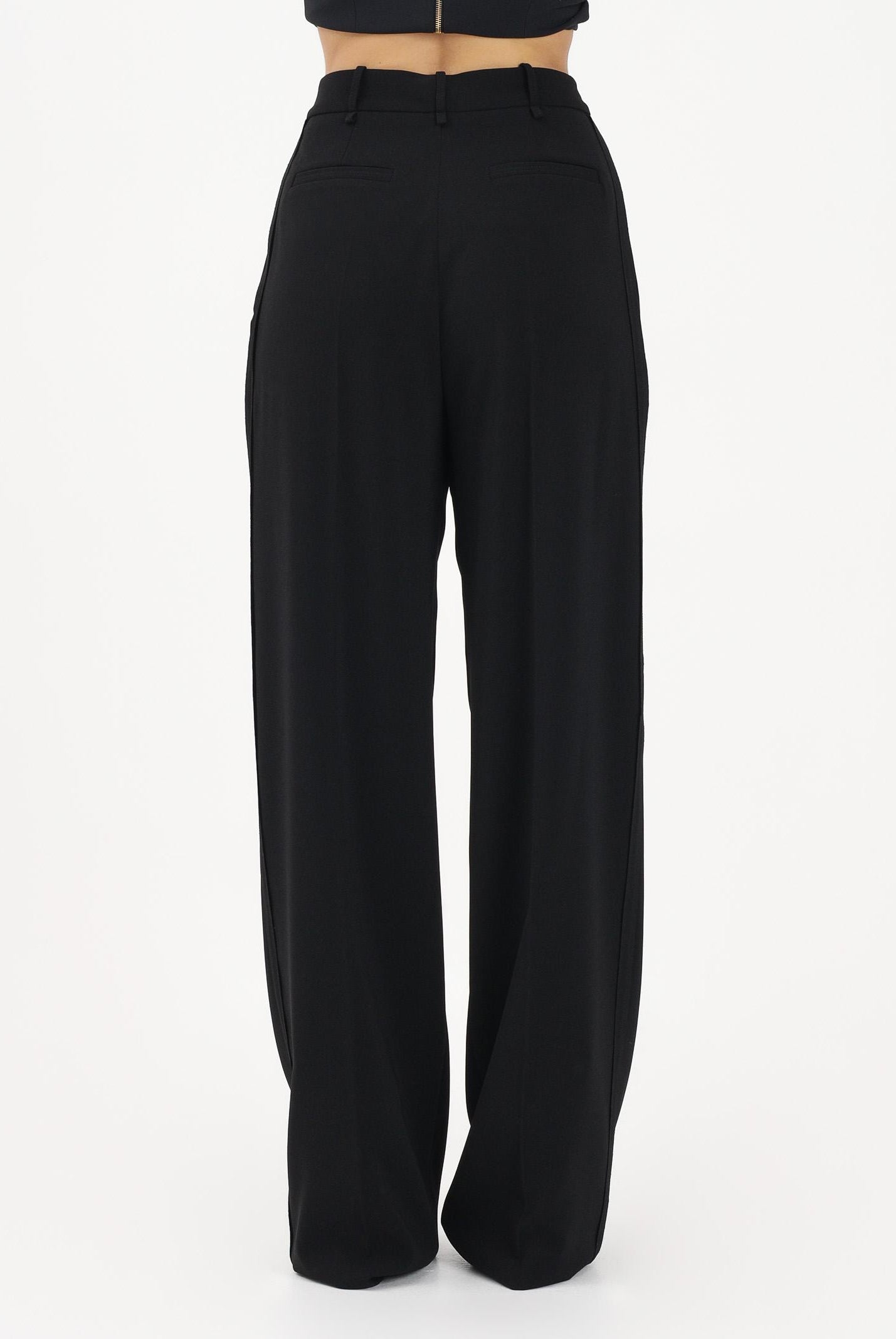 ELISABETTA FRANCHI Pantalone elegante nero da donna con logo charm PA16761E2 110 ELISABETTA FRANCHI