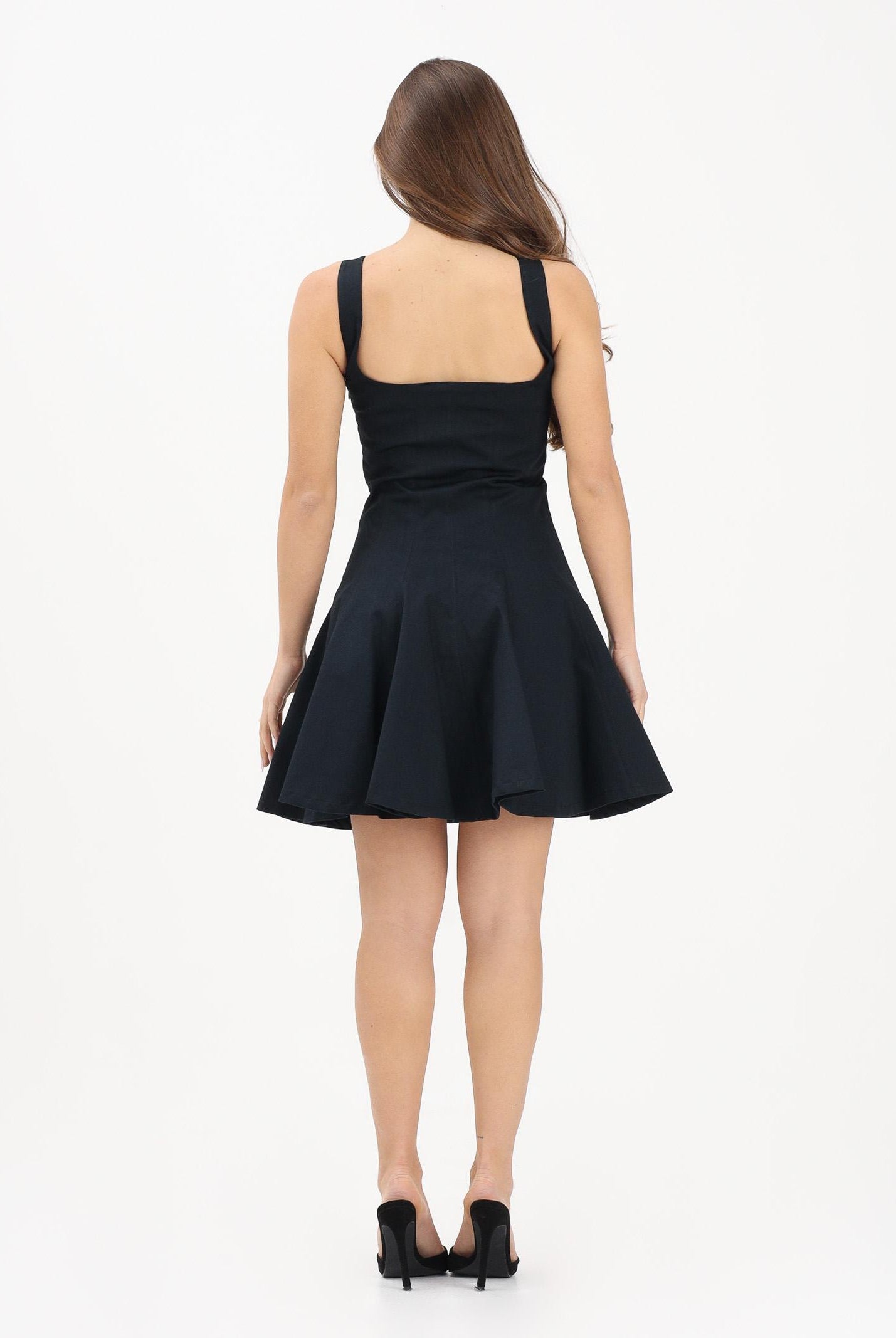 VERSACE JEANS COUTURE Abito corto nero da donna con fibbie Baroque 80HAO909N0715 899 VERSACE JEANS COUTURE