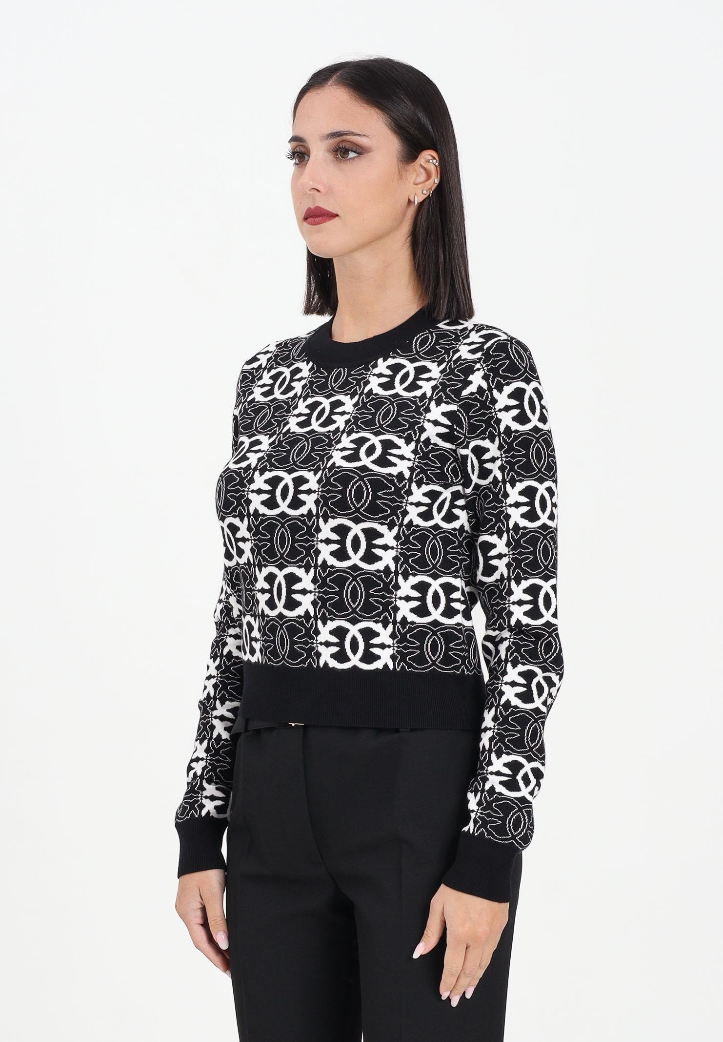 PINKO Maglioncino girocollo nero da donna con logo Love Birds 106041A2YD ZZ2 PINKO