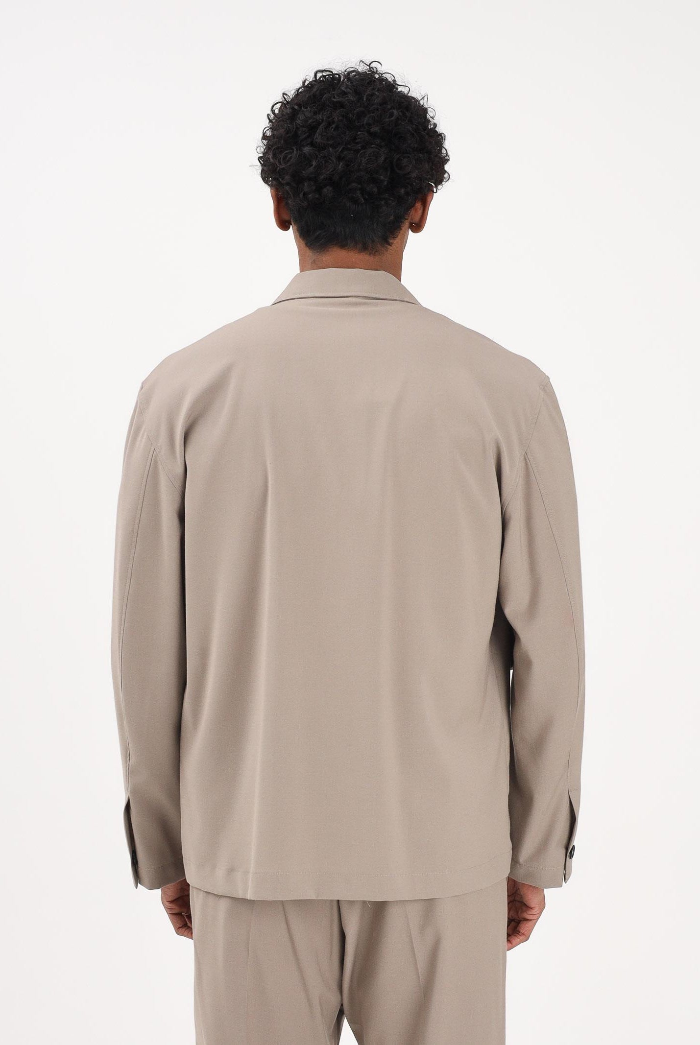 I'M BRIAN Camicia a manica lunga beige da uomo con tasche cargo CA3625 TA I'M BRIAN