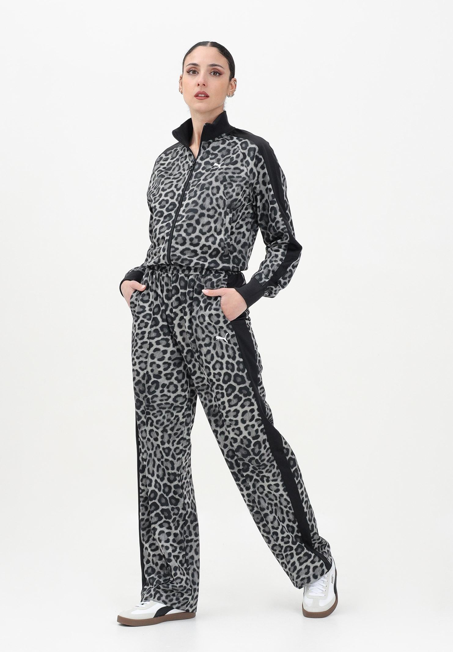 PUMA Pantalone sportivo T7 Leo Luxe Aop Straight Op nero da donna 632343 01 PUMA